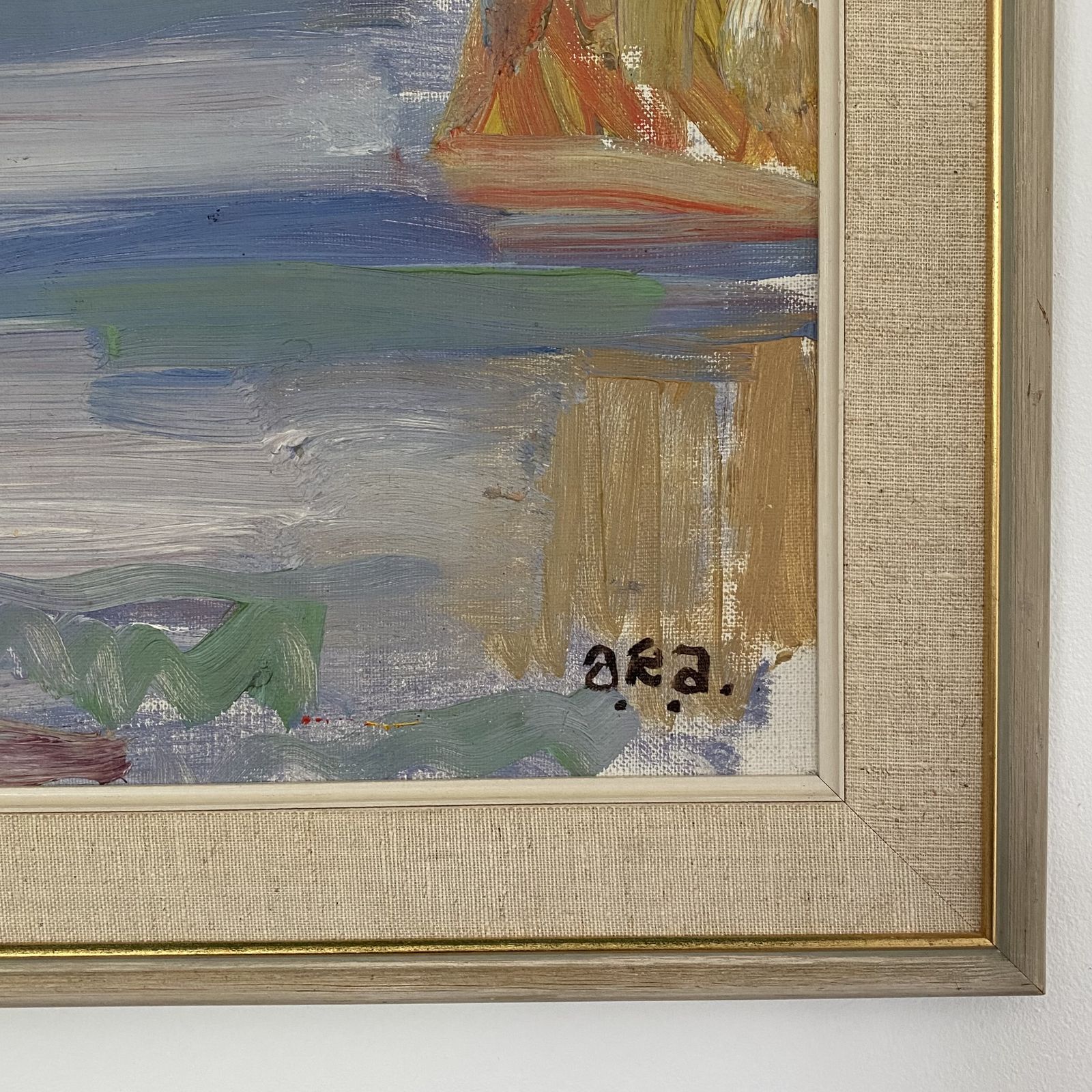 Swedish Mid Century Coastal Landscape Painting By Arne Roland Andersson photo vinterior