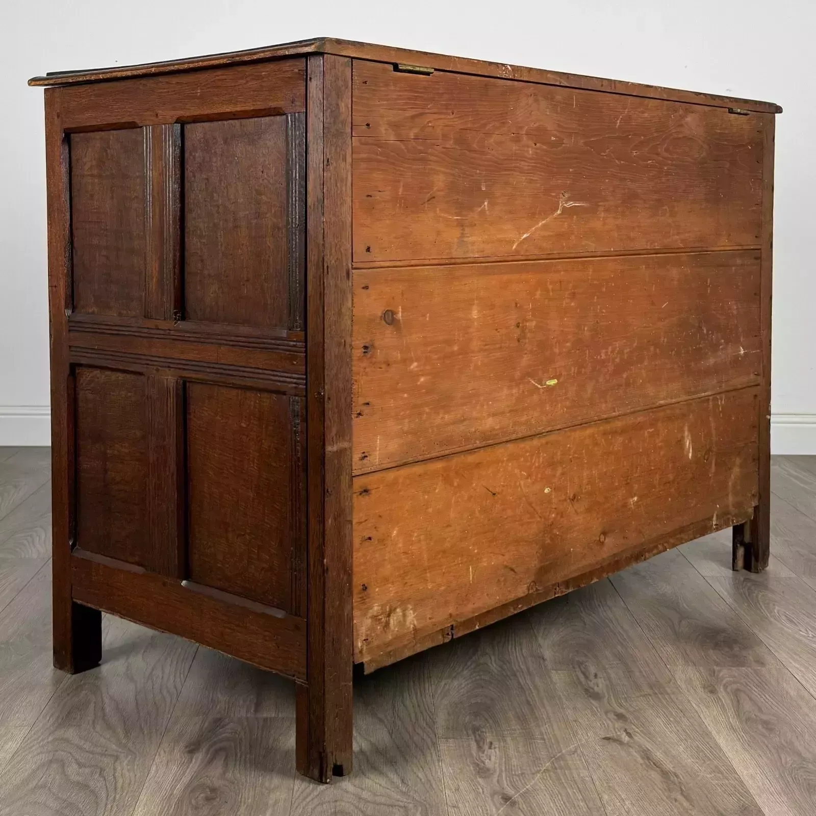 Antique 18th Century Coffer Of Unusual Size In Oak photo Furniture