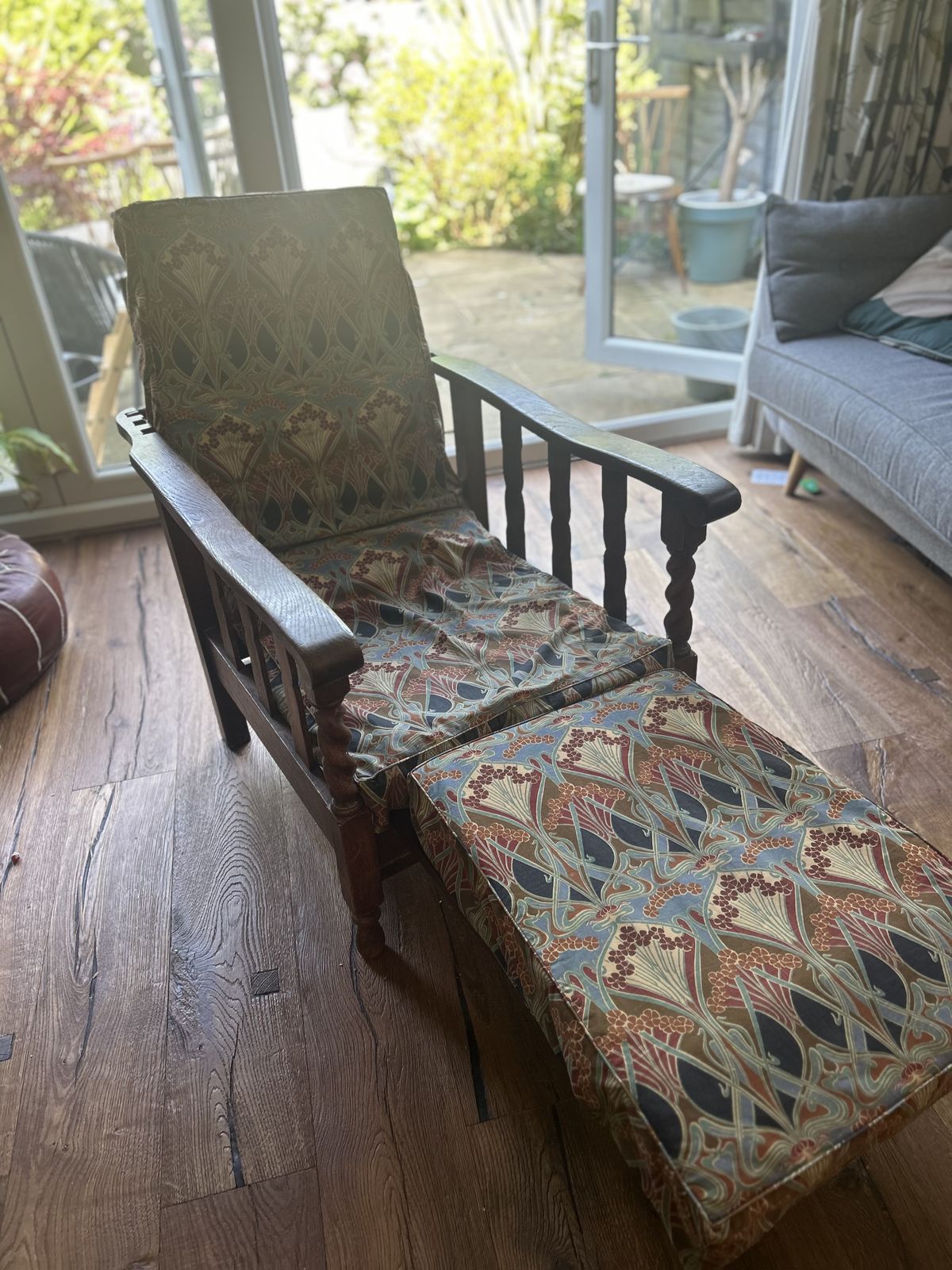 Arts And Crafts Reclining Chair With Liberty Print photo vintage