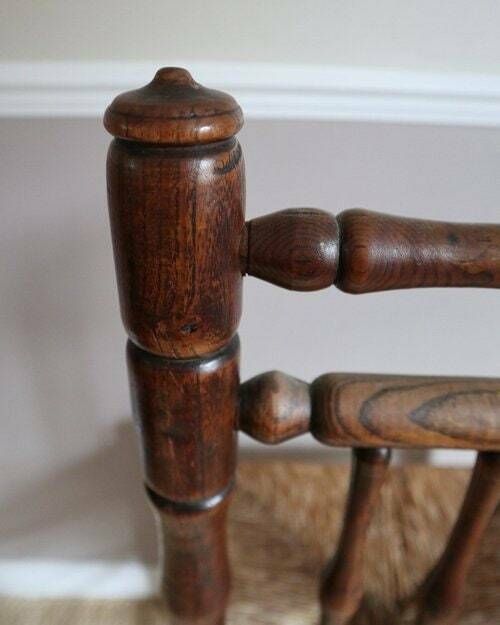 Spindle Back Wooden Chair With Rush Seat photo Furniture