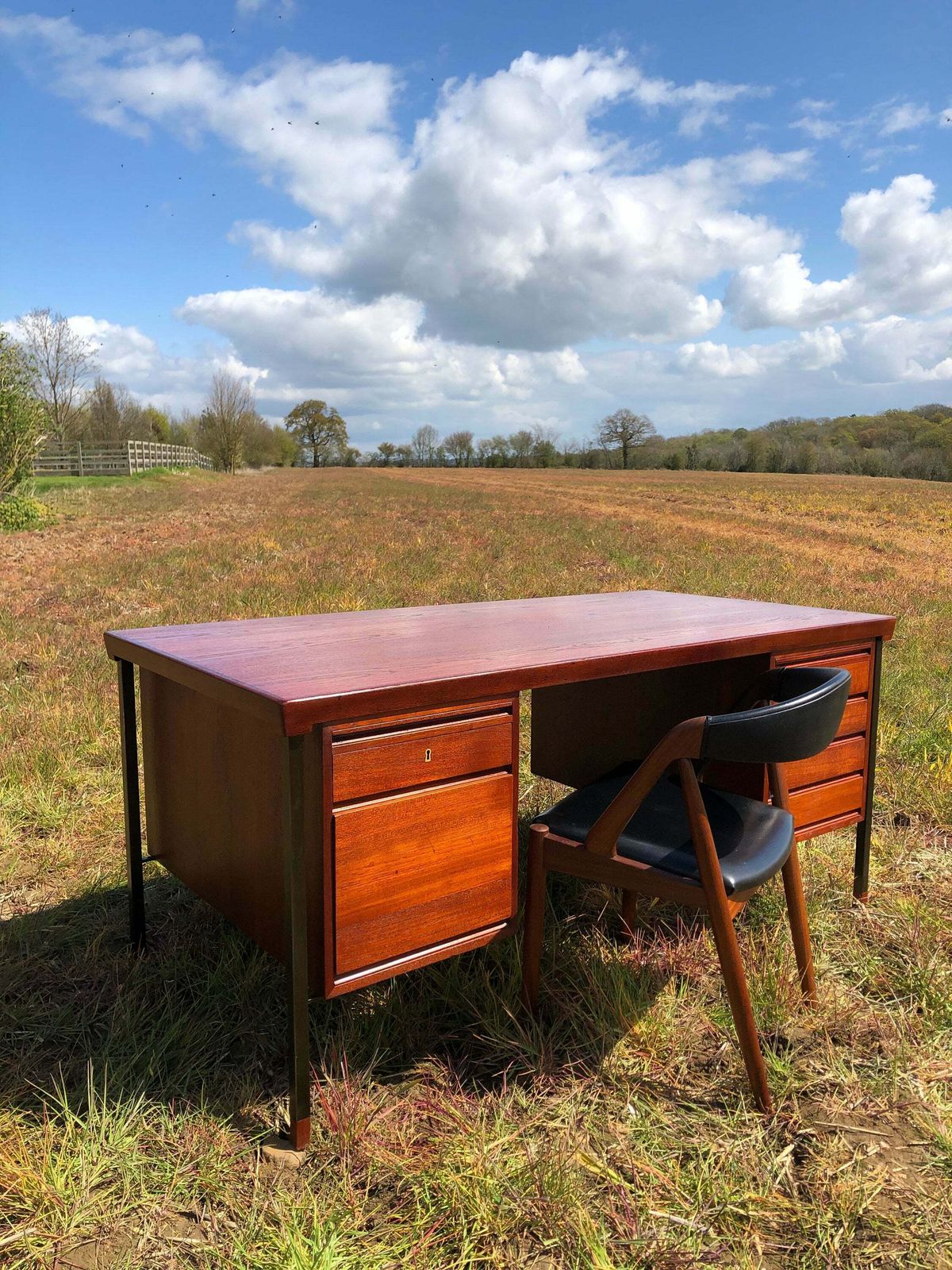 Mid Century Modern Danish Teak Partners Desk By Peter Hvidt & Orla Mølgaard Nielsen For Søborg, Denmark, 1950s photo 1950.0