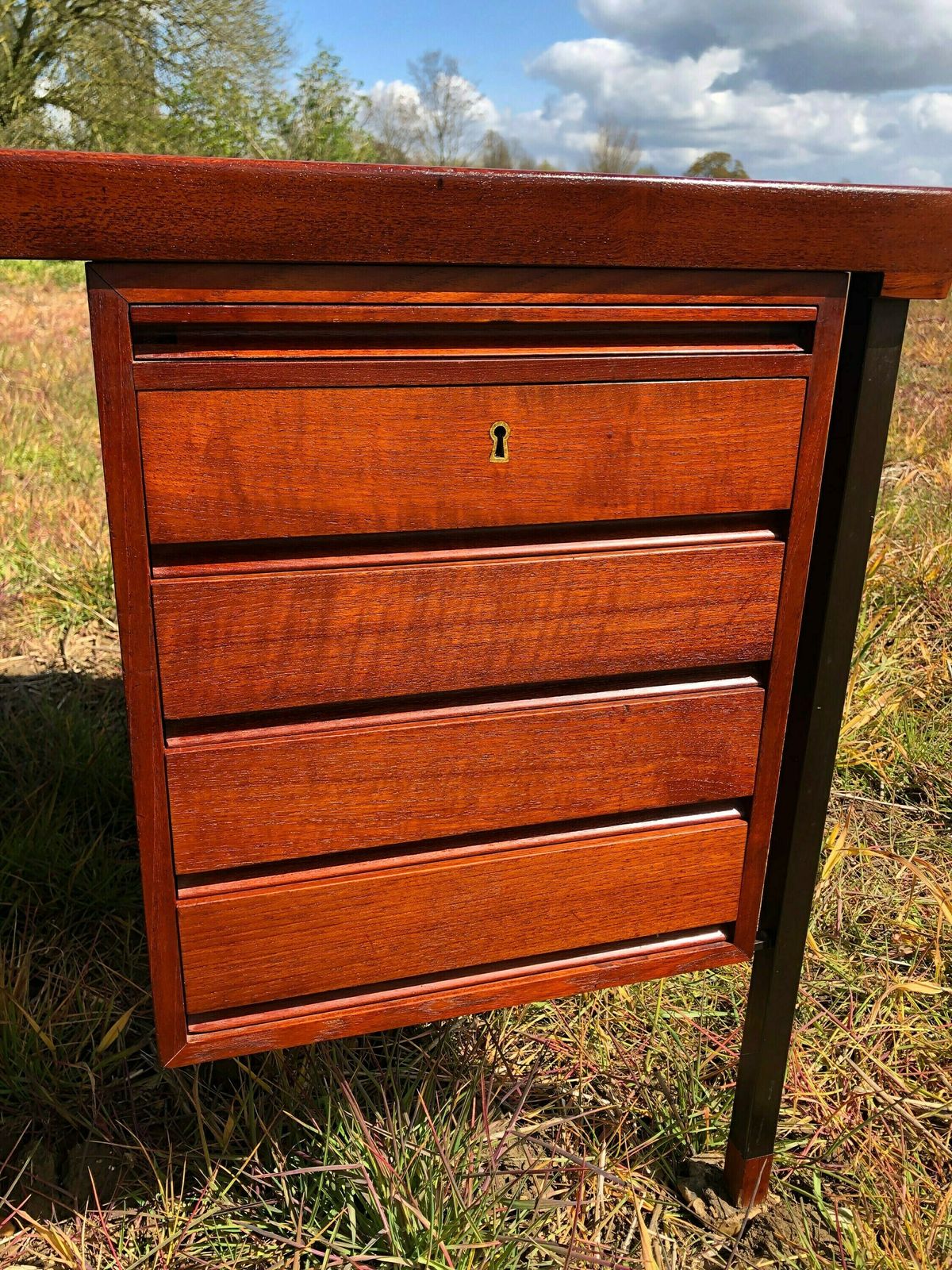 Mid Century Modern Danish Teak Partners Desk By Peter Hvidt & Orla Mølgaard Nielsen For Søborg, Denmark, 1950s photo vinterior