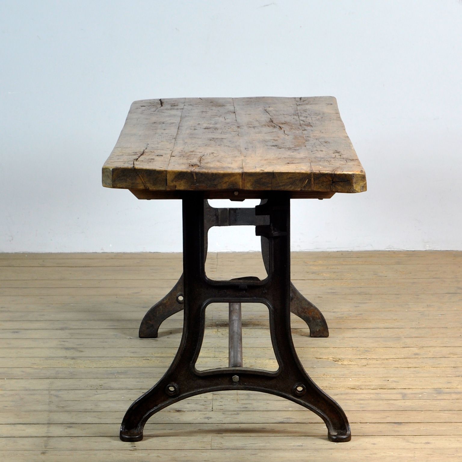 Industrial Table With An Old Pine Top photo vintage