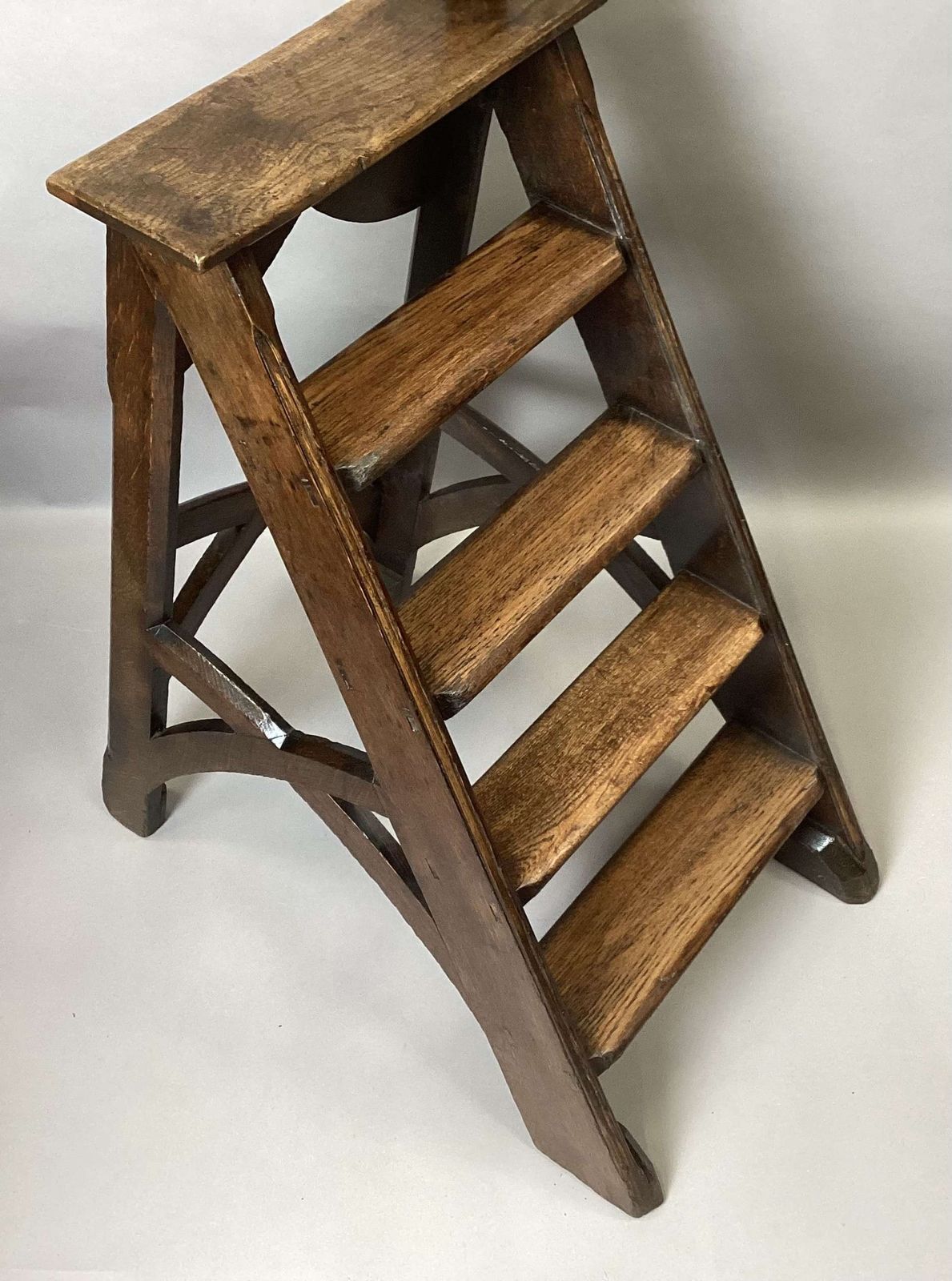 Good C19th Gothic Oak Library Steps photo 3850.0