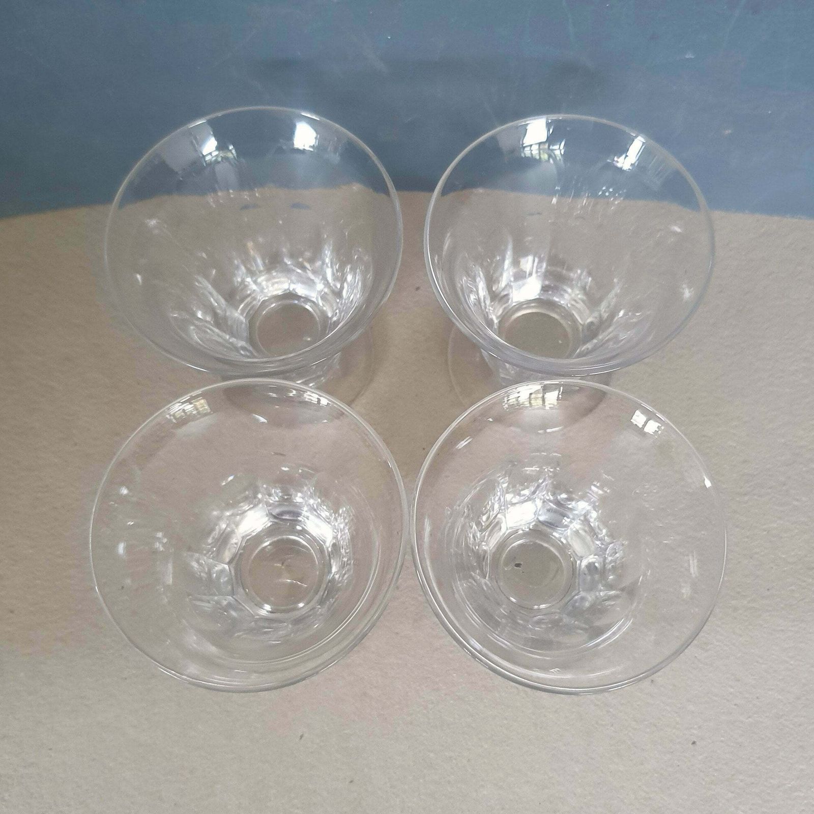 A Rare Set Of 4 Antique Regency Period Lead Crystal Small 3 1/2 Inches Tall Custard Cups, Hand Blown And Cut photo for sale