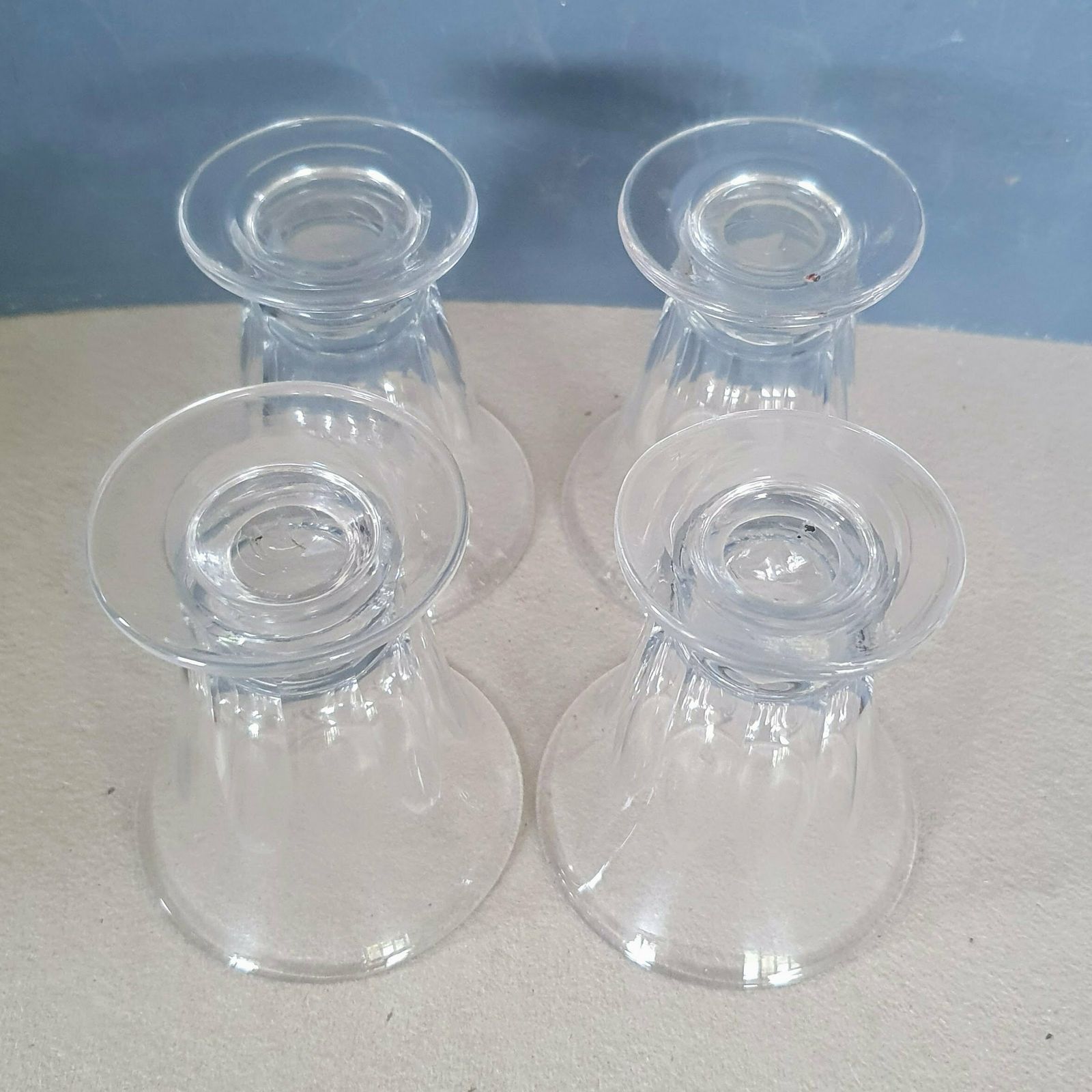 A Rare Set Of 4 Antique Regency Period Lead Crystal Small 3 1/2 Inches Tall Custard Cups, Hand Blown And Cut photo vinterior