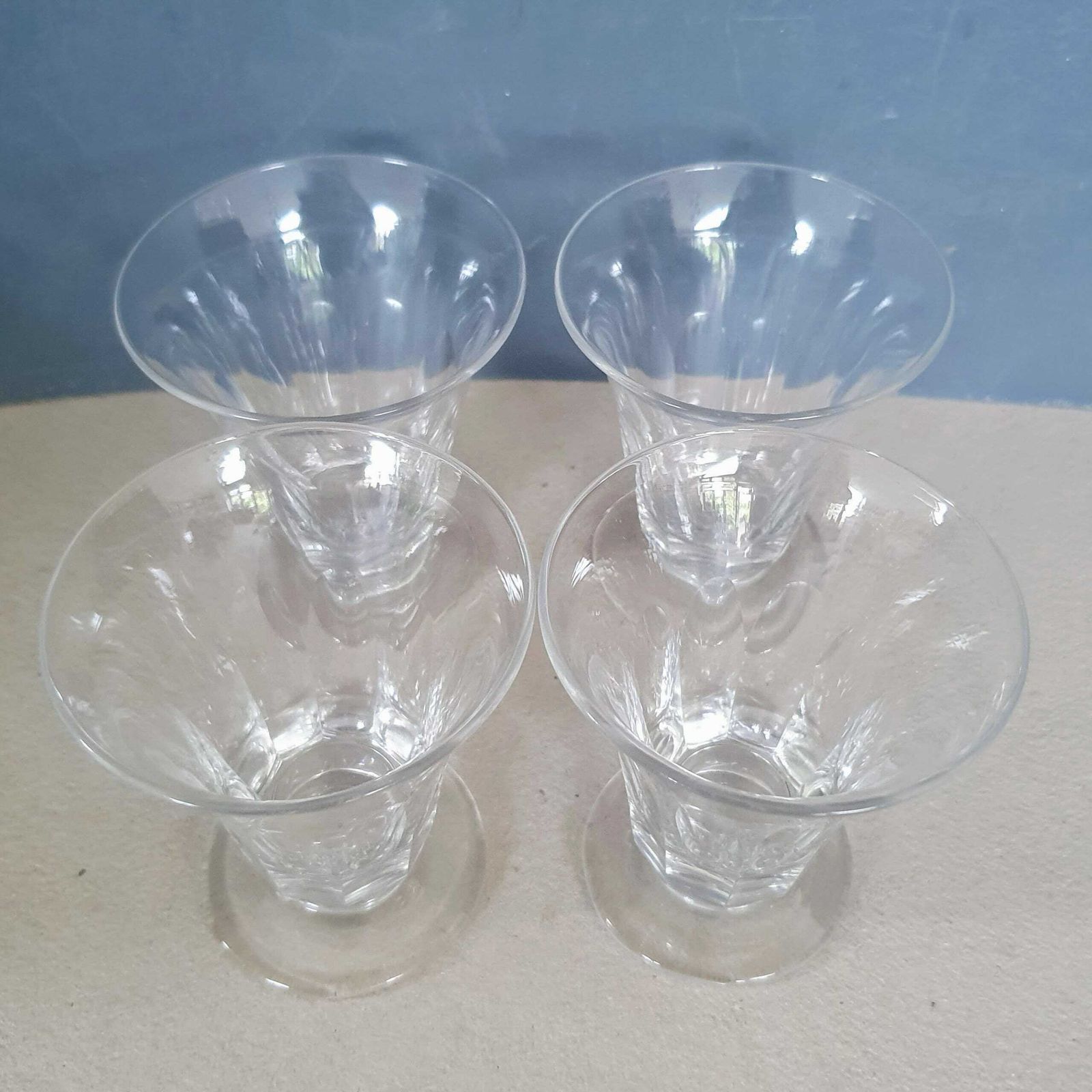 A Rare Set Of 4 Antique Regency Period Lead Crystal Small 3 1/2 Inches Tall Custard Cups, Hand Blown And Cut photo vintage