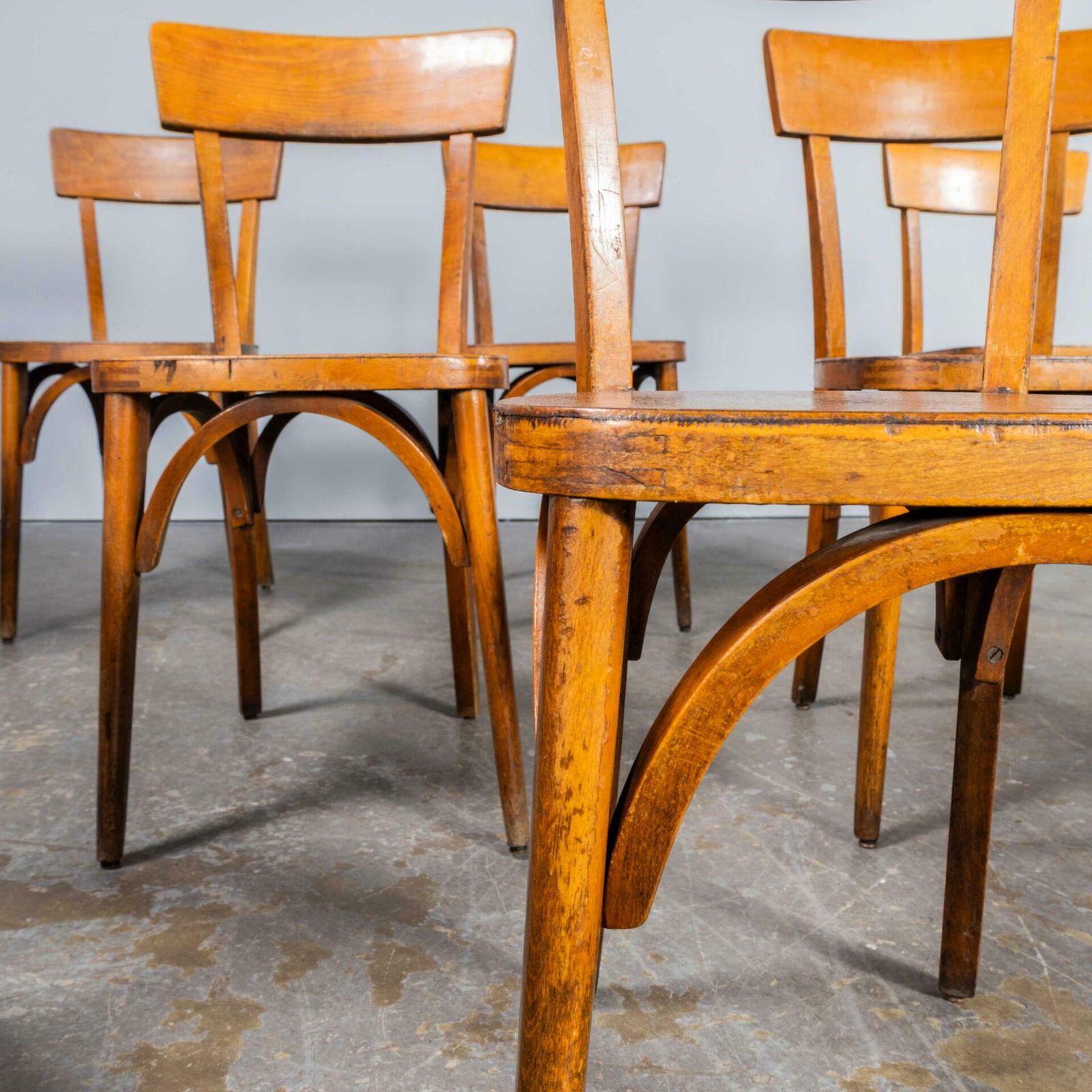 50’s Honey Colour Baumann Bentwood Dining Chairs – Set Of Nine photo Furniture