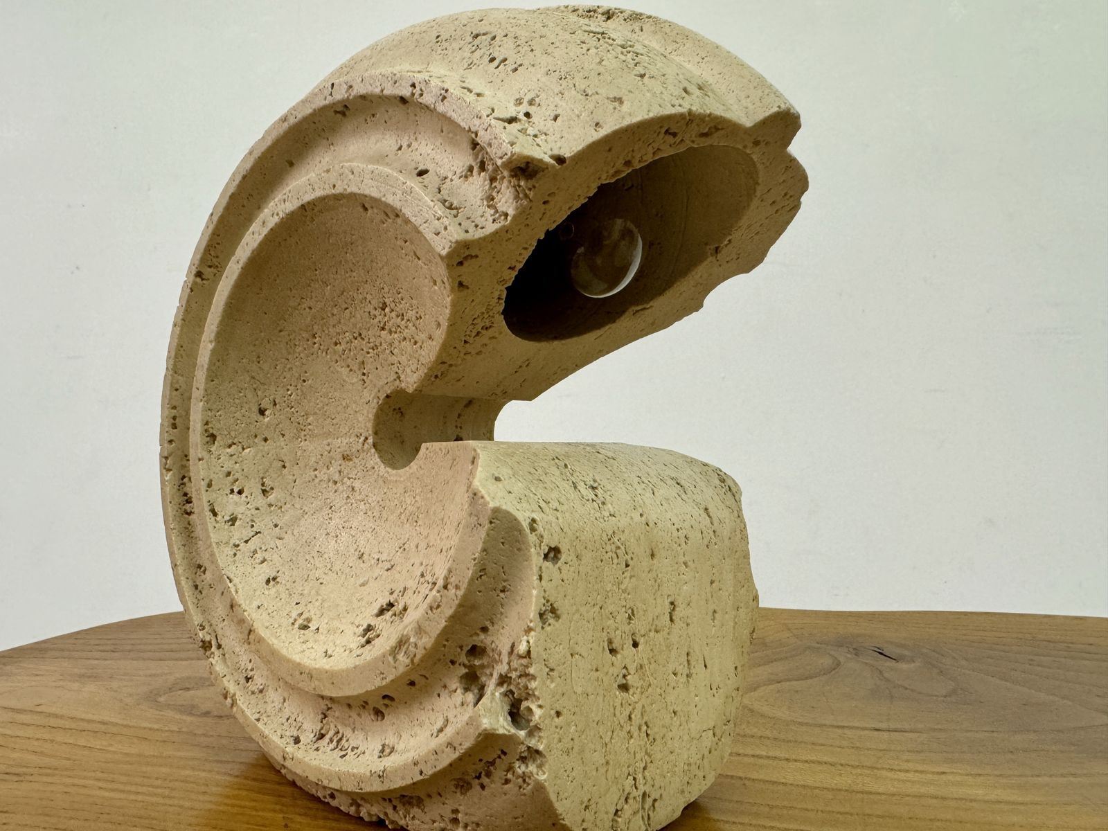 photo furniture Pair Of Sculptural Travertine Lamps By Giuliano Cesari