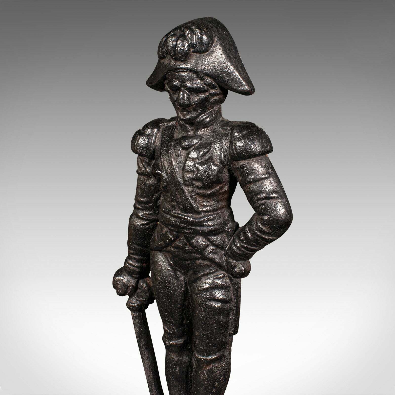 Antique Figural Doorstop, English, Cast Iron, Lord Nelson Door Keeper, Regency photo vintage