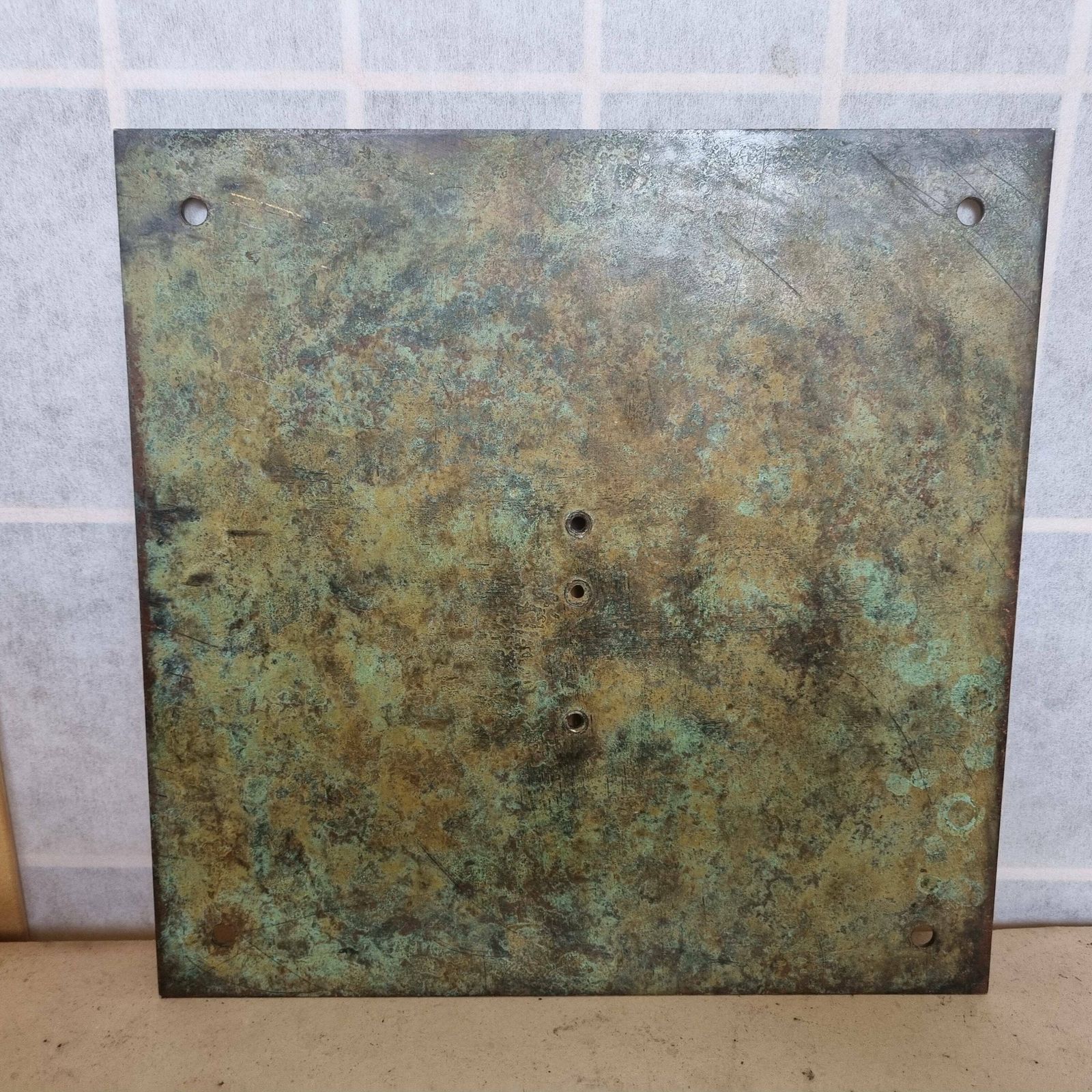 Antique Sundial Plaque Bronze Signed Chas Dobfon Bath Heavy Verdigris English photo 850.0