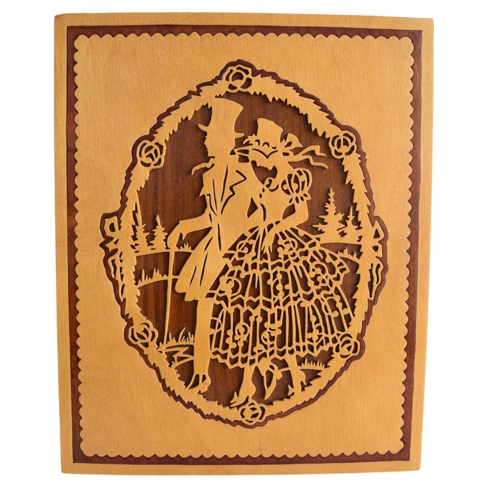 Vintage Wooden Picture, Czechoslovakia, 1950's.