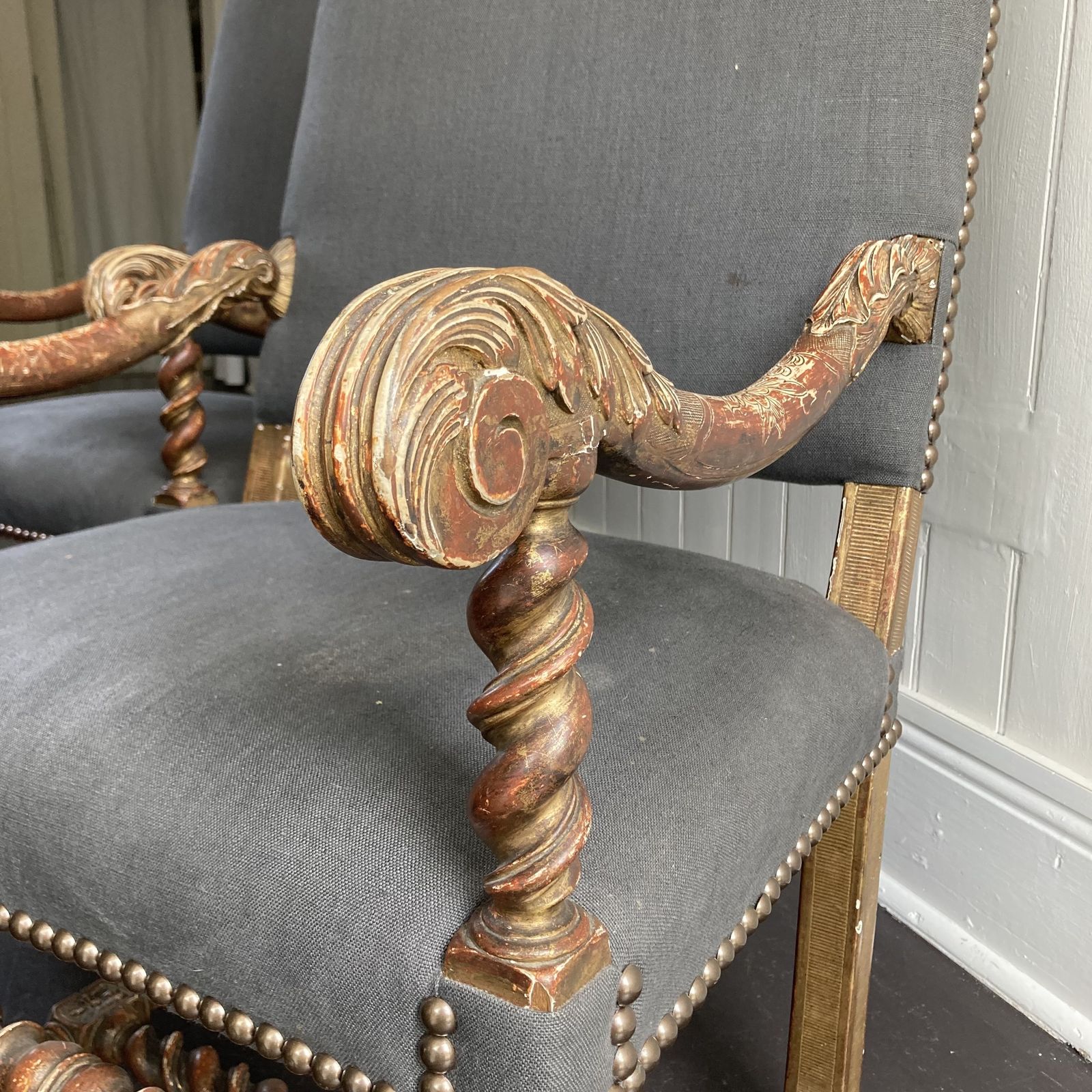 Pair Of Tall Baroque Style Armchairs photo furniture