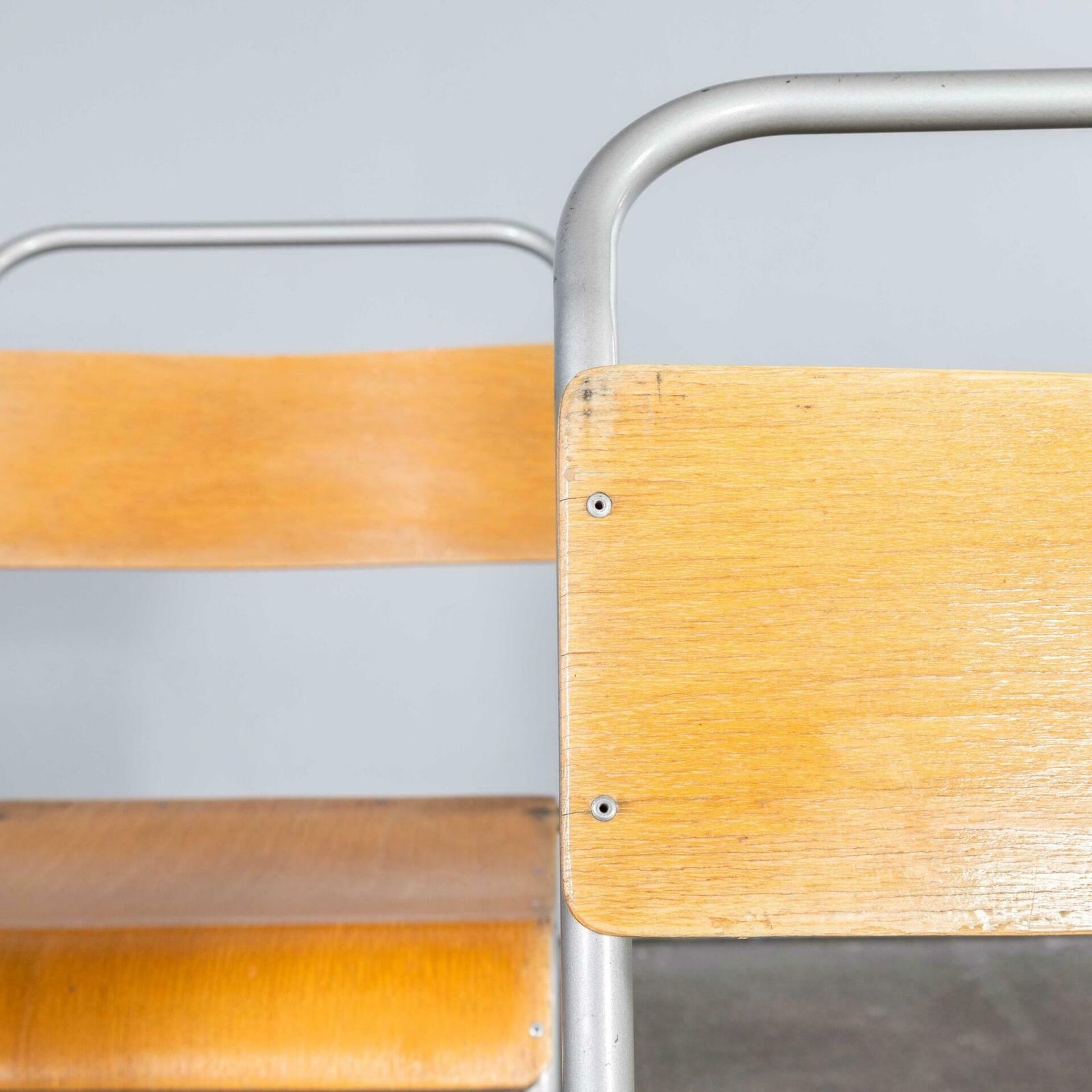 photo furniture 1950’s Pel Tubular Grey Metal Dining Chairs