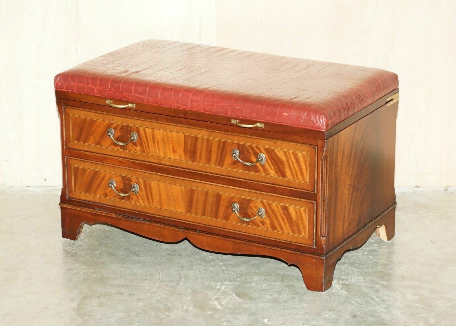 Mahogany Crocodile Leather Luggage Rack Hall Bench Seat Stool Chest Of Drawers photo furniture