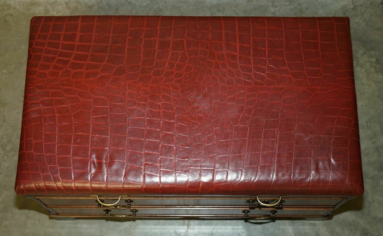 Mahogany Crocodile Leather Luggage Rack Hall Bench Seat Stool Chest Of Drawers photo Furniture