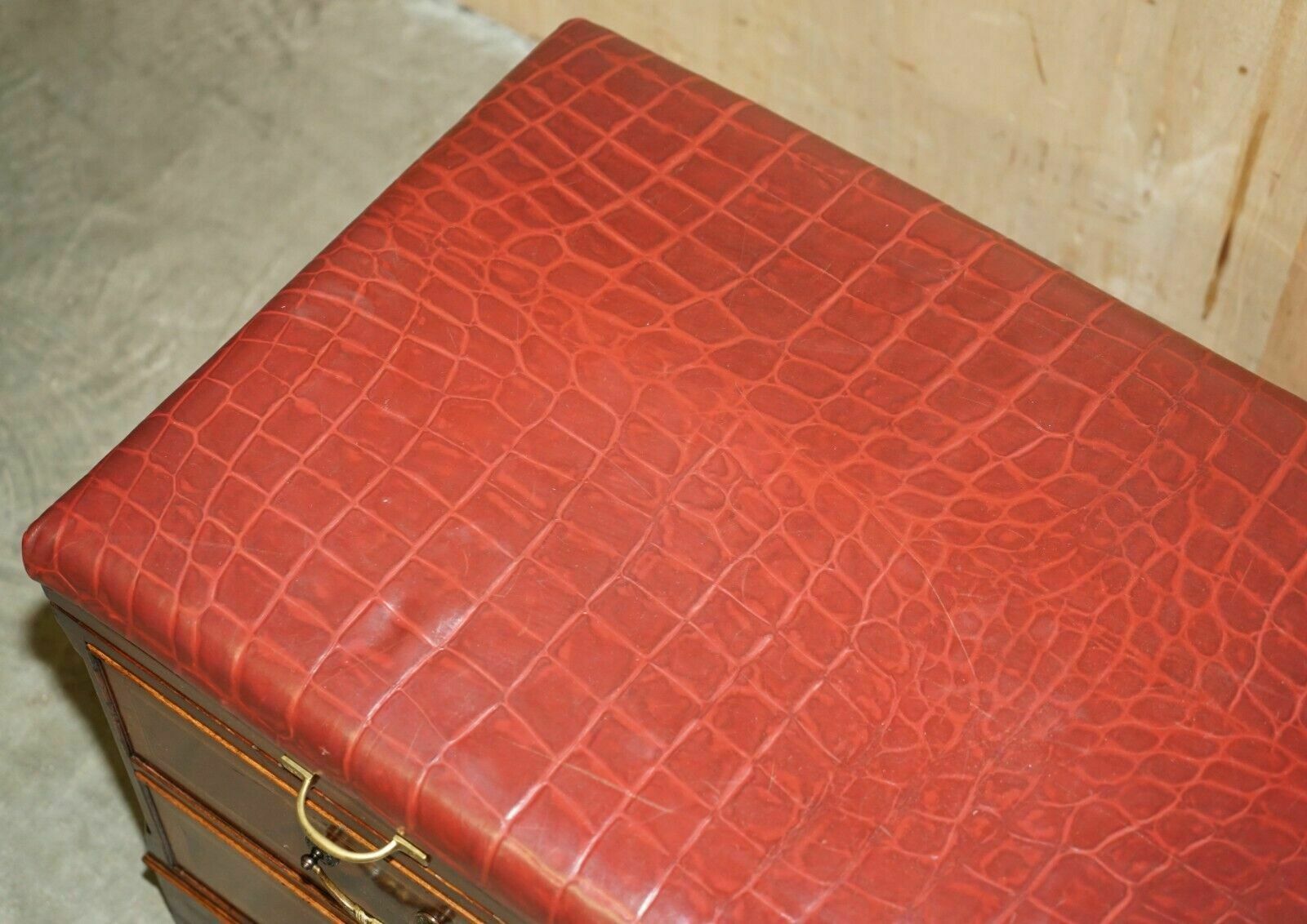 Mahogany Crocodile Leather Luggage Rack Hall Bench Seat Stool Chest Of Drawers photo 1850.0