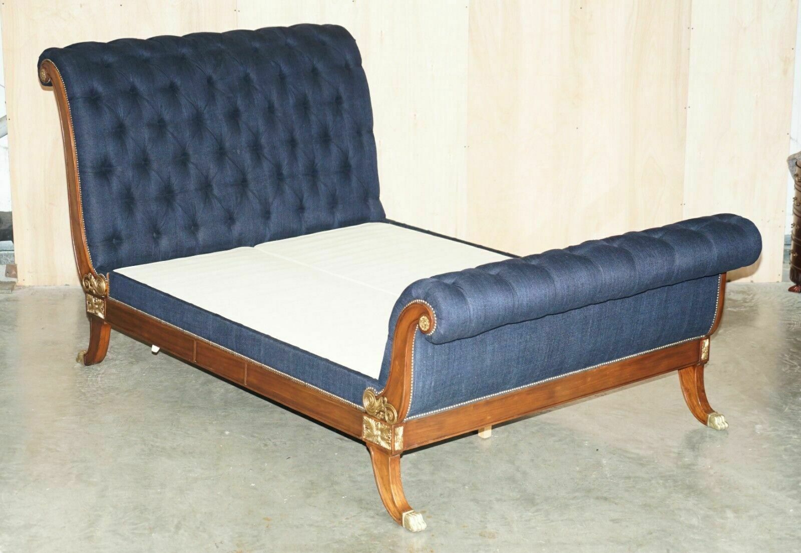 Exquisite Limited Edition Ralph Lauren Rue Royale Chesterfield Tufted Sleigh Bed