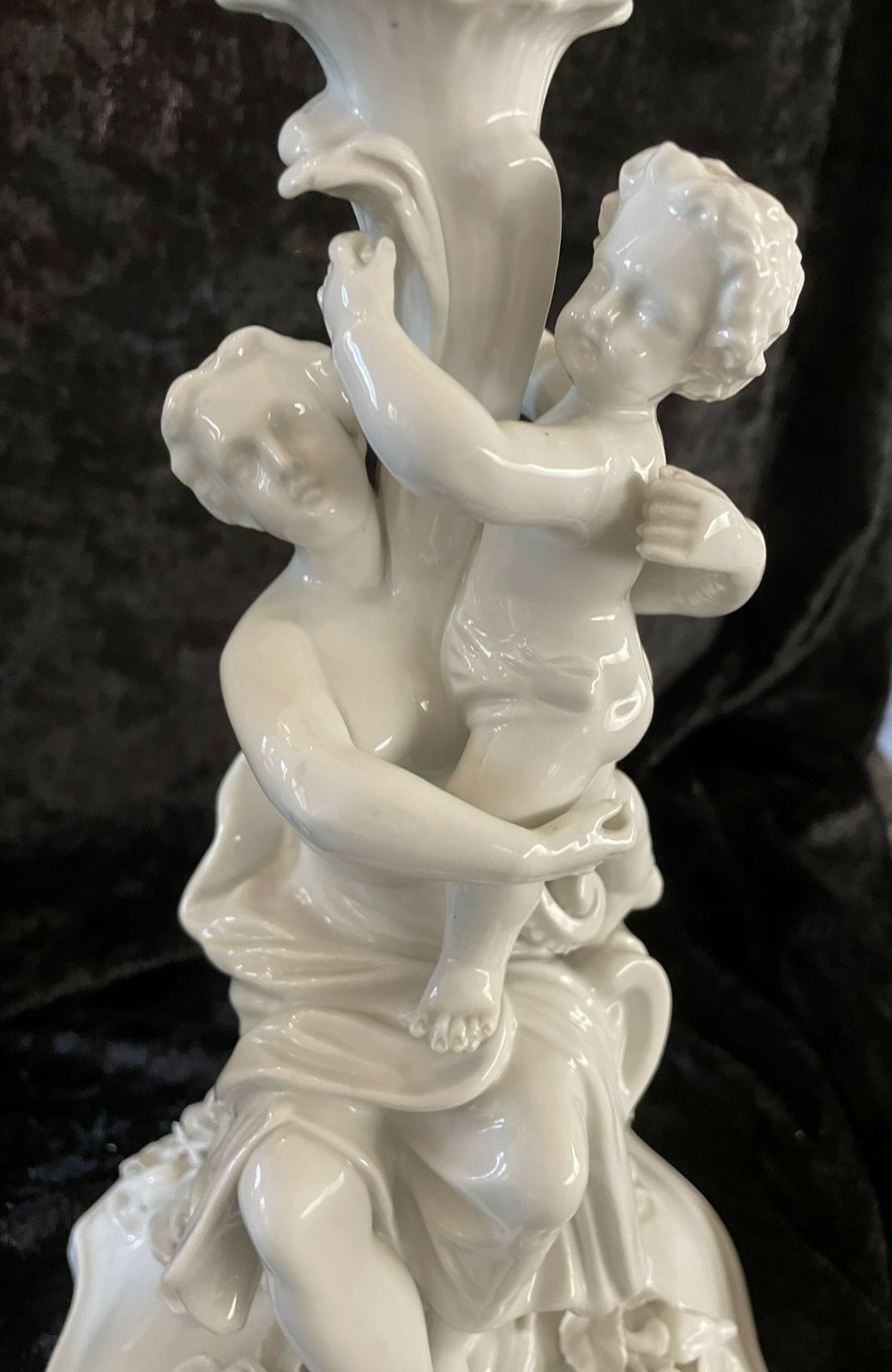 Pair Of C19th Blanc De Chine Porcelain Candlesticks By Sitzendorf photo vinterior