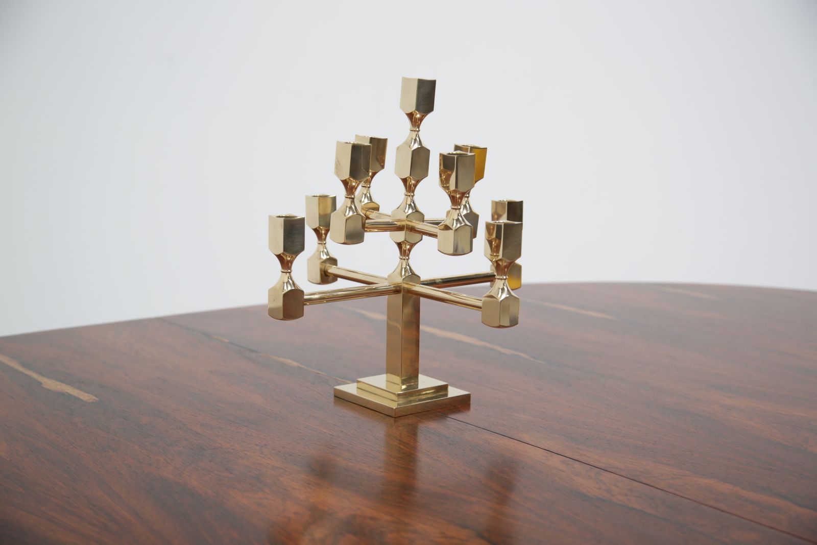 Brutalist Brass 9 Arm Candelabra By Lars Bergsten For Gusum, Sweden, 1982. photo Home Decor