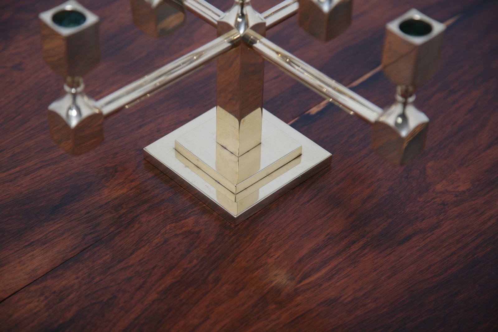 Brutalist Brass 9 Arm Candelabra By Lars Bergsten For Gusum, Sweden, 1982. photo vintage