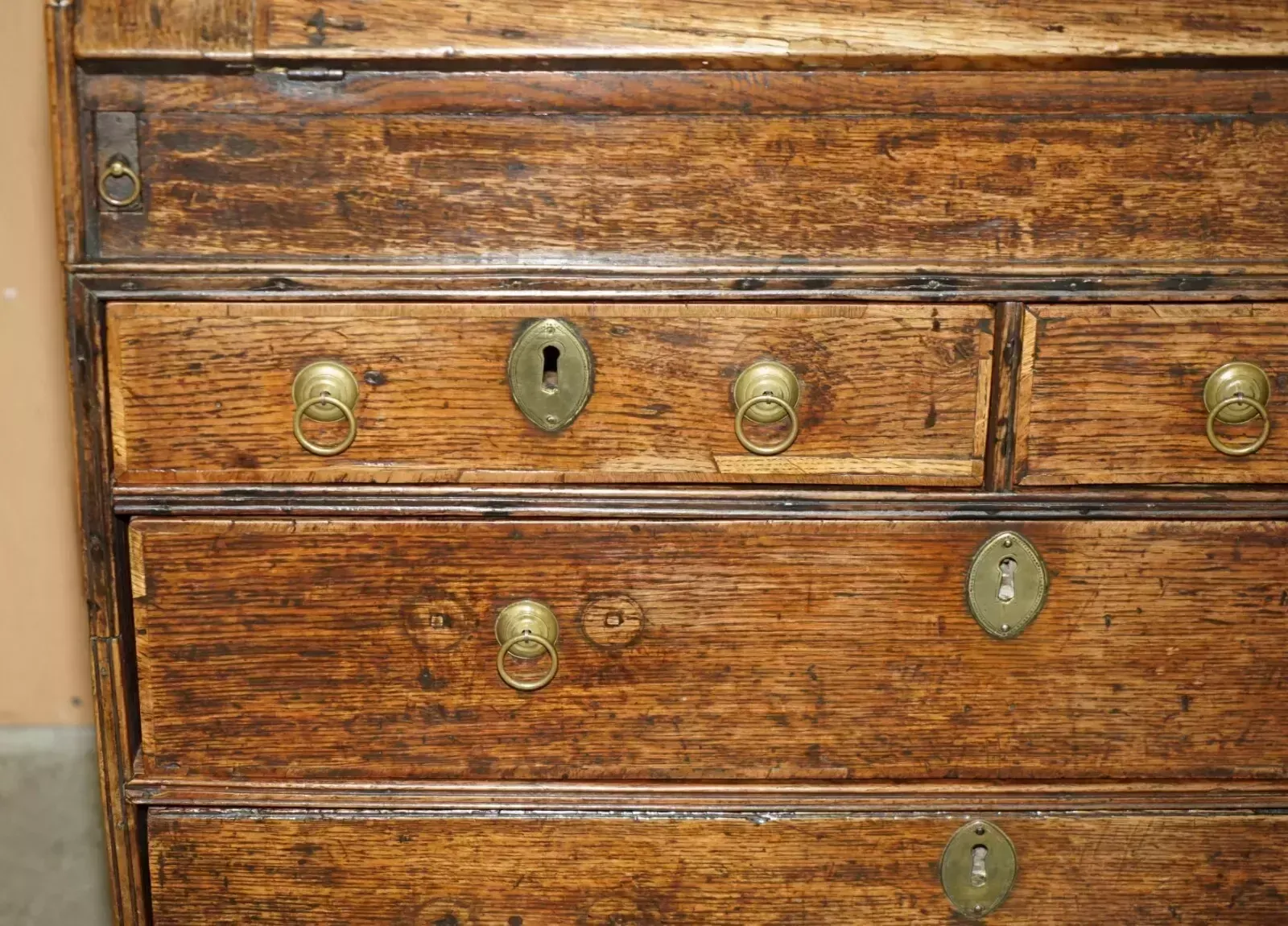 Exquisite Early Georgian Circa 1760 Writing Bureau Desk With Green Leather Top photo 4500.0