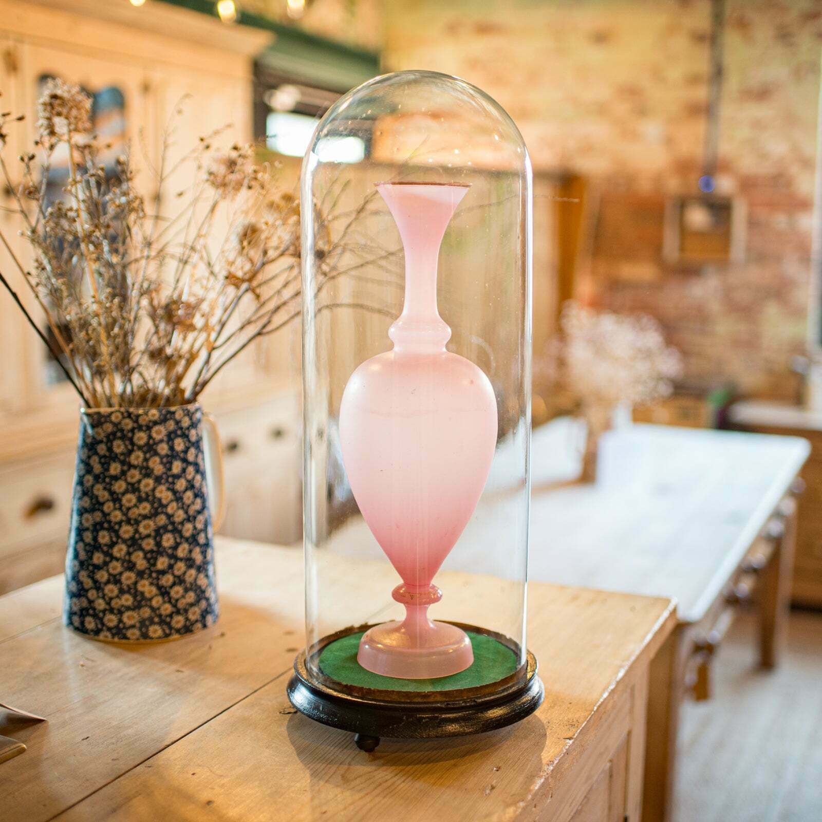 Tall Antique Taxidermy Dome English Glass photo furniture