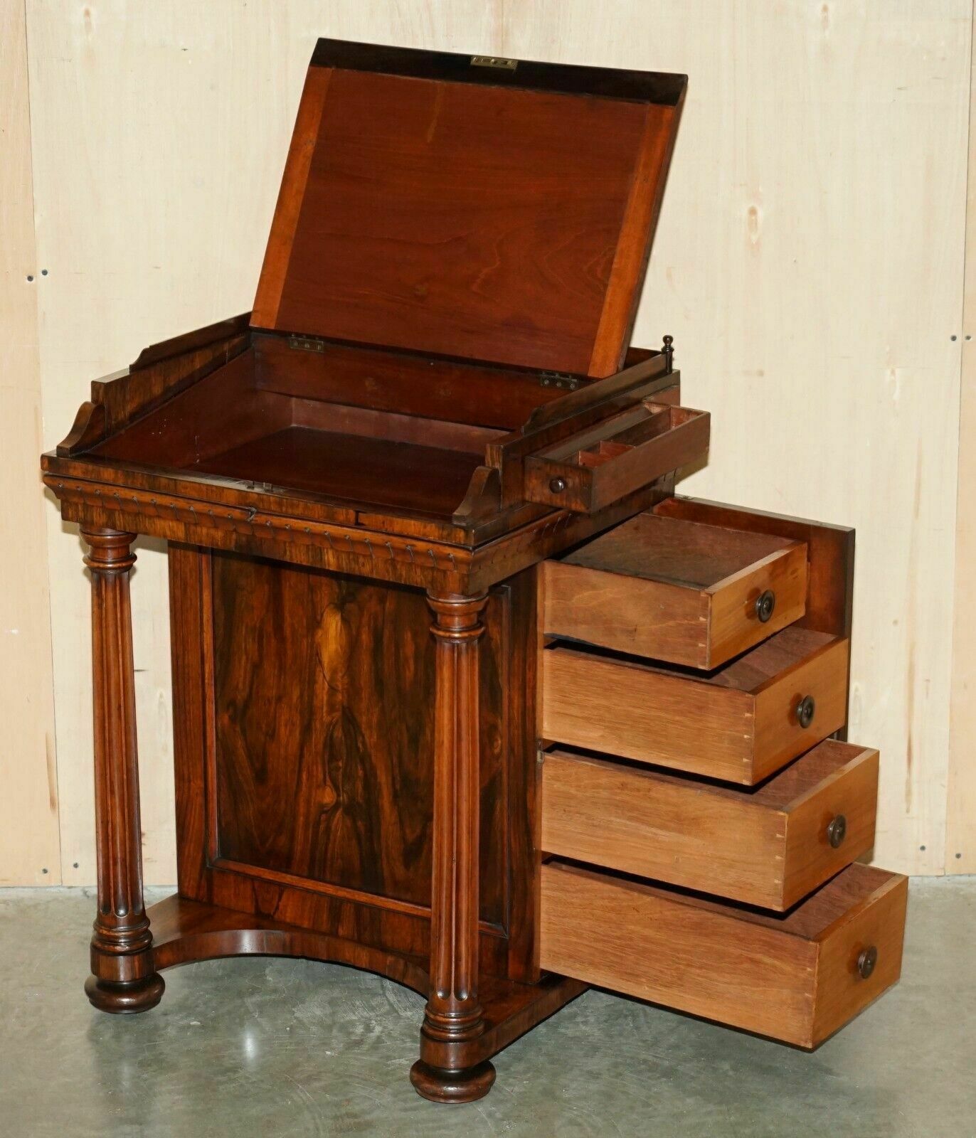 photo buy Antique Original Regency Circa 1810 1820 Rosewood Brown Leather Davenport Desk