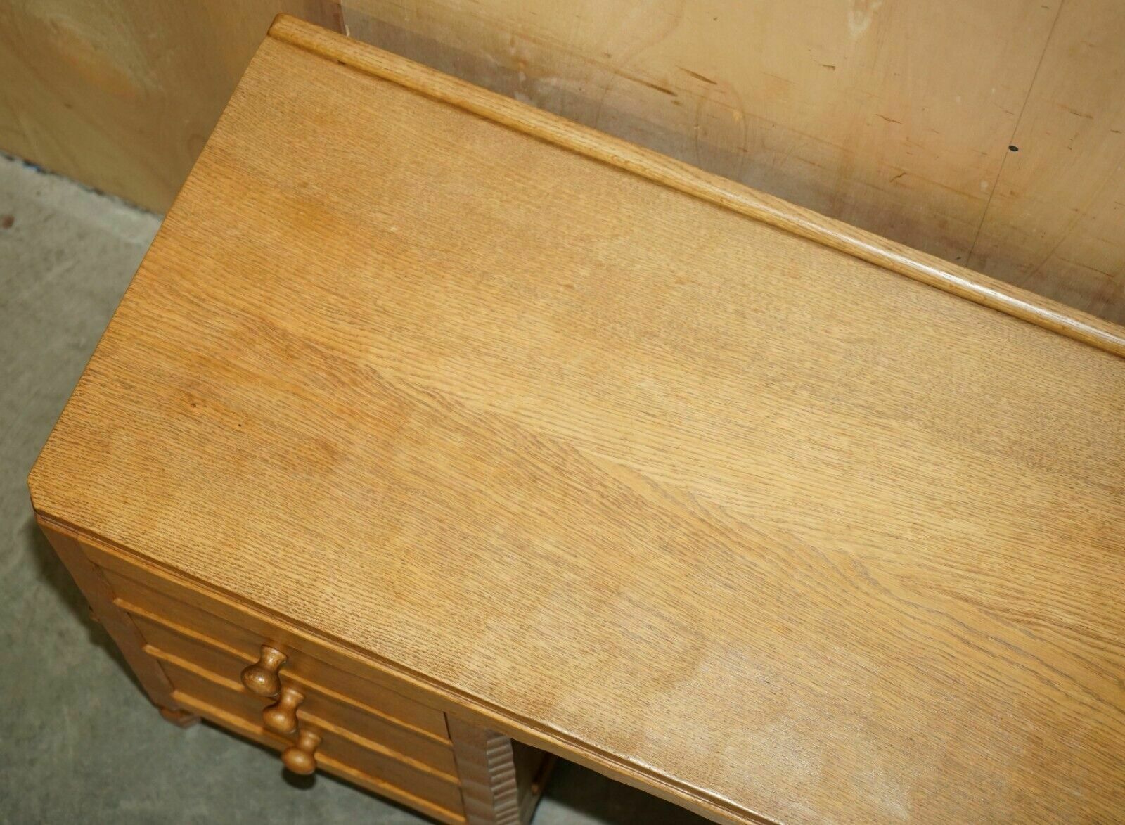 Vintage Circa 1970's Robert Mouseman Thompson English Pedestal Desk Adazed Top photo 7500.0