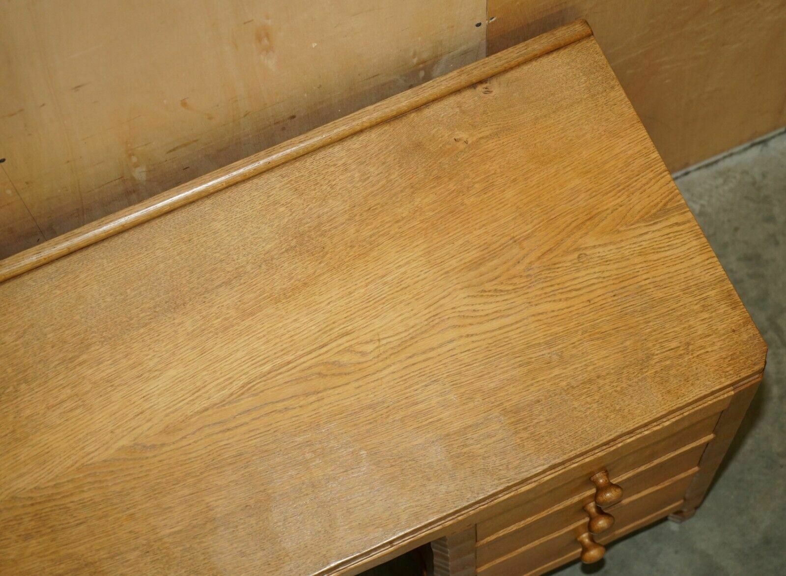 Vintage Circa 1970's Robert Mouseman Thompson English Pedestal Desk Adazed Top photo vinterior