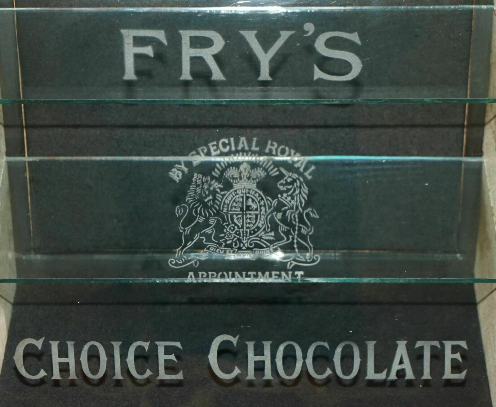 Unique Antique Victorian Fry's Chocolate Royal Crest Glass Display Case Cabinet photo vintage