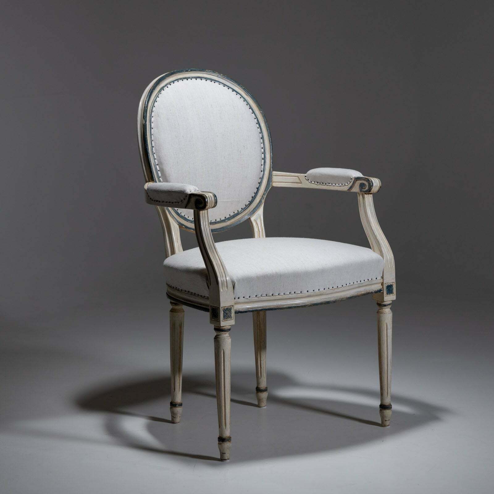 Pair Of Gustavian Style Medallion Chairs, Late 19th Century photo 3577.54