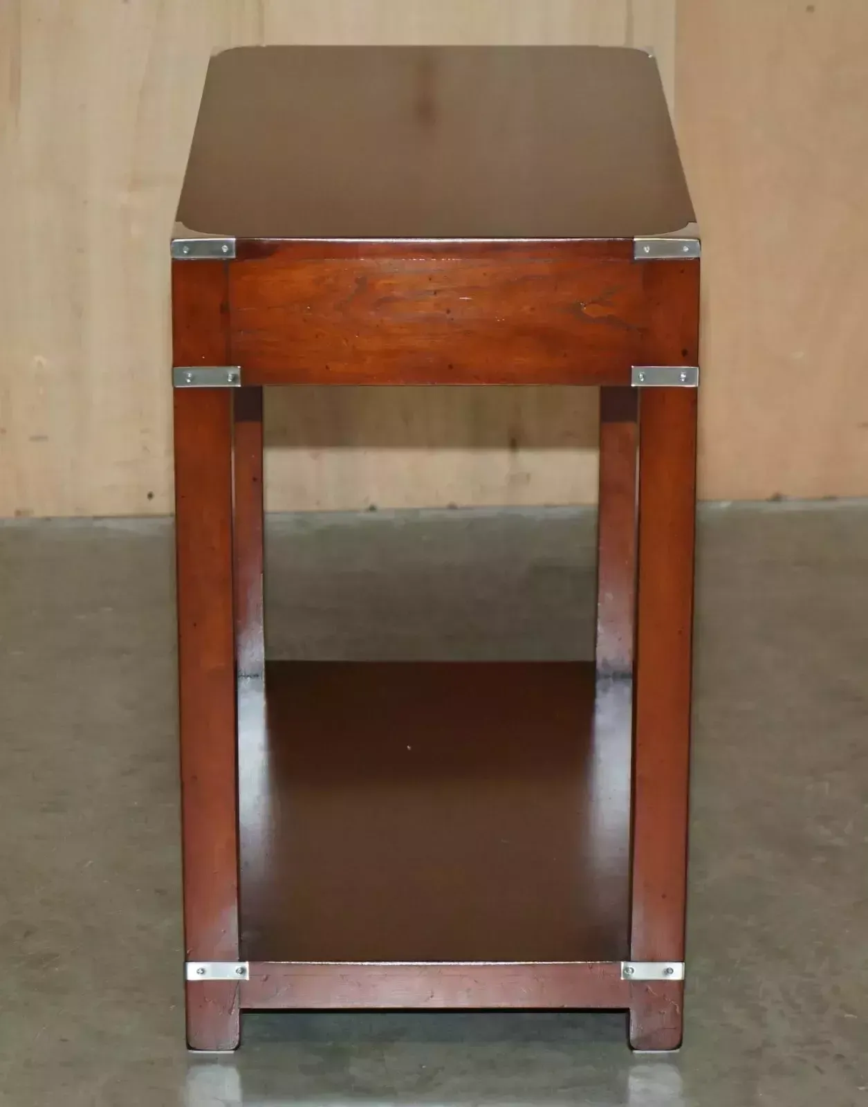 Vintage Harrods London Kennedy Single Drawer Military Campaign Console End Table photo buy