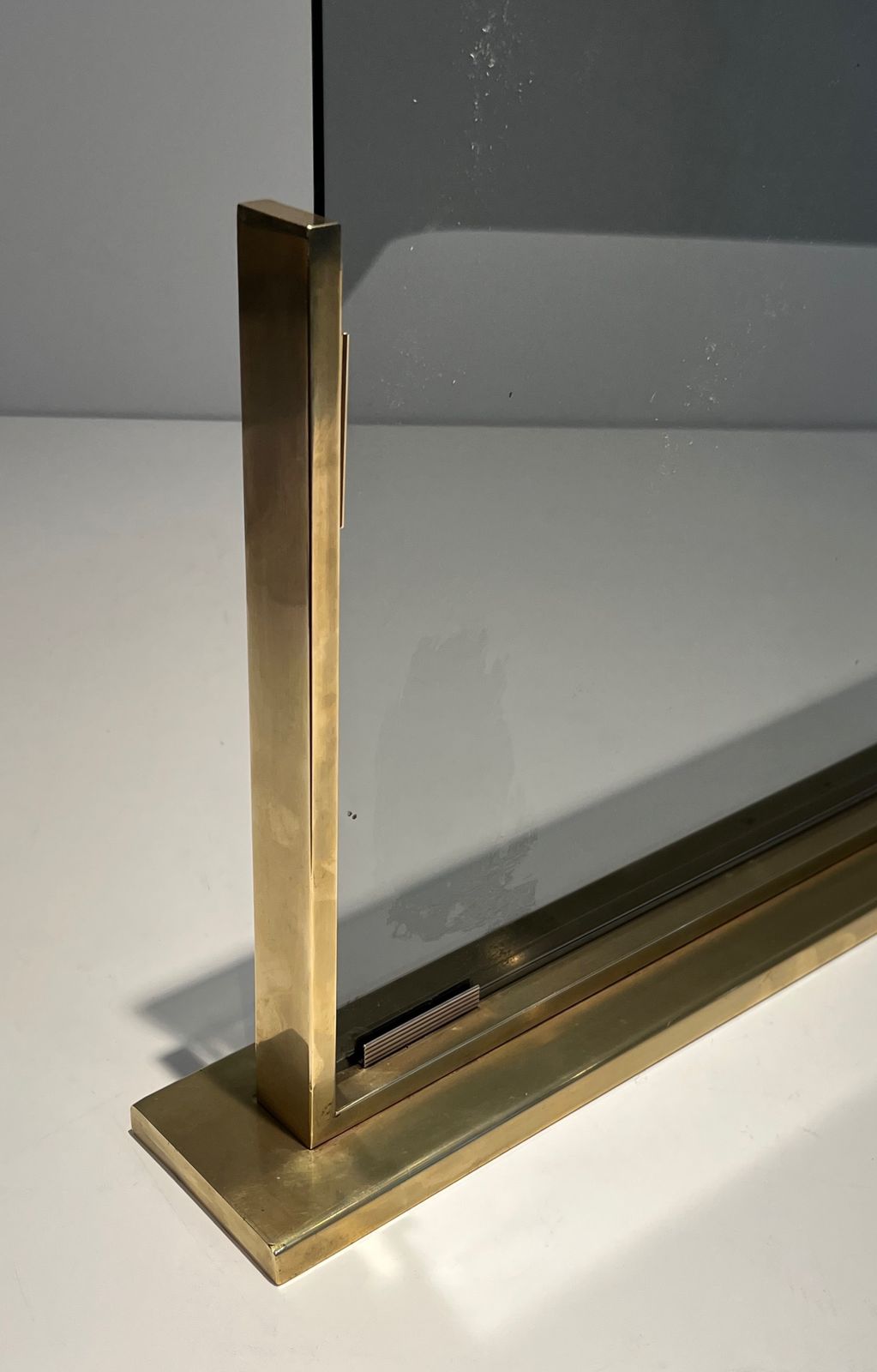 Smoked Glass And Brass Fire Screen photo vinterior