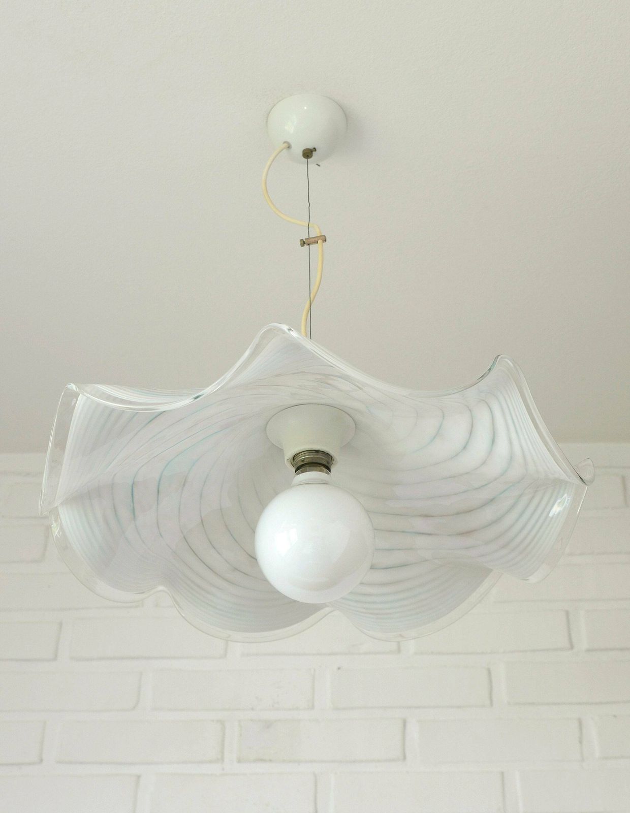 Vintage Murano Lamp / Swirl Glass Chandelier / Unique Light Fixture / Pendant Light / Hanging Lamp / Yugoslavia 1980s photo Lighting