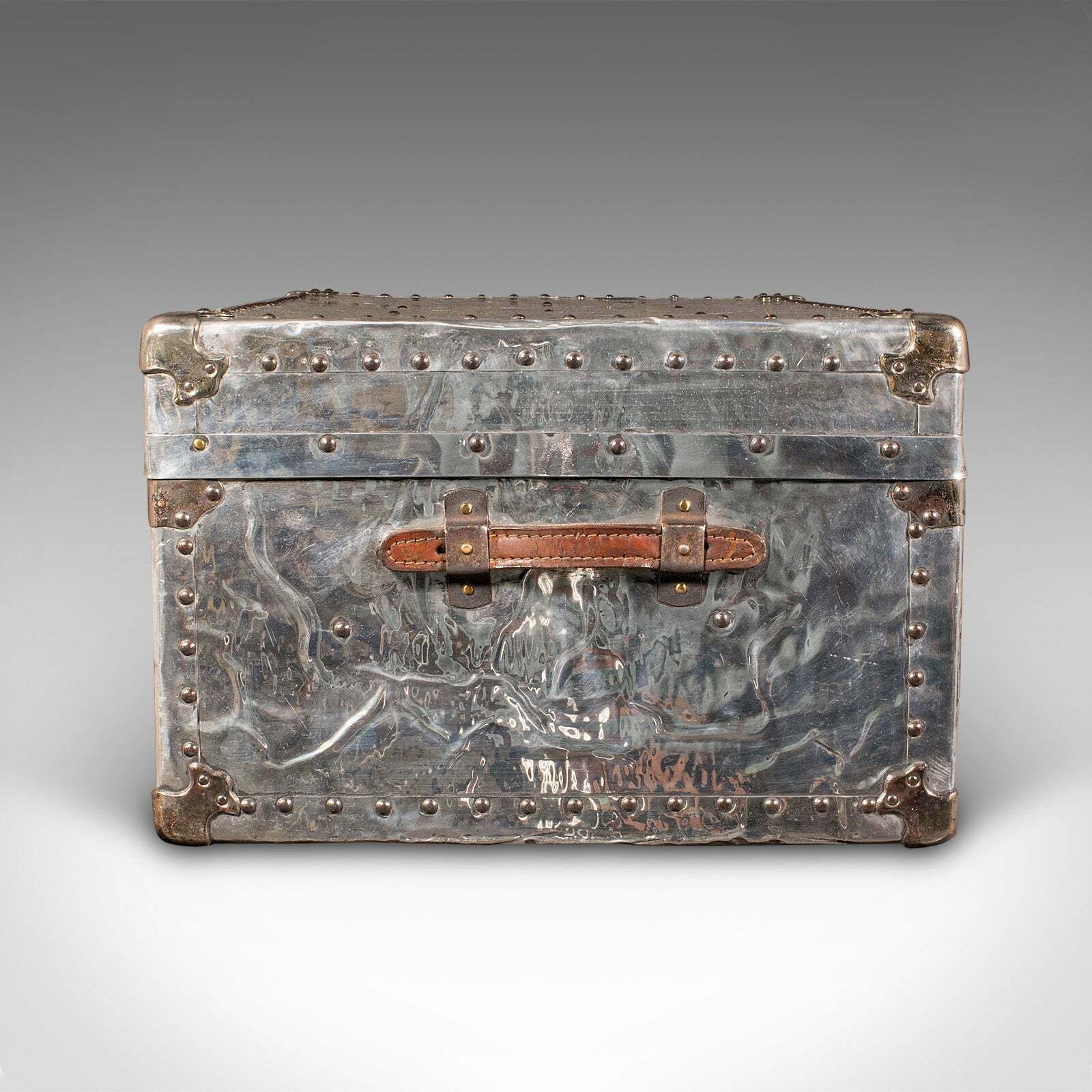 Large Antique Shipping Chest, Continental, Aluminium, Trunk, Edwardian, C.1910 photo 1195.0