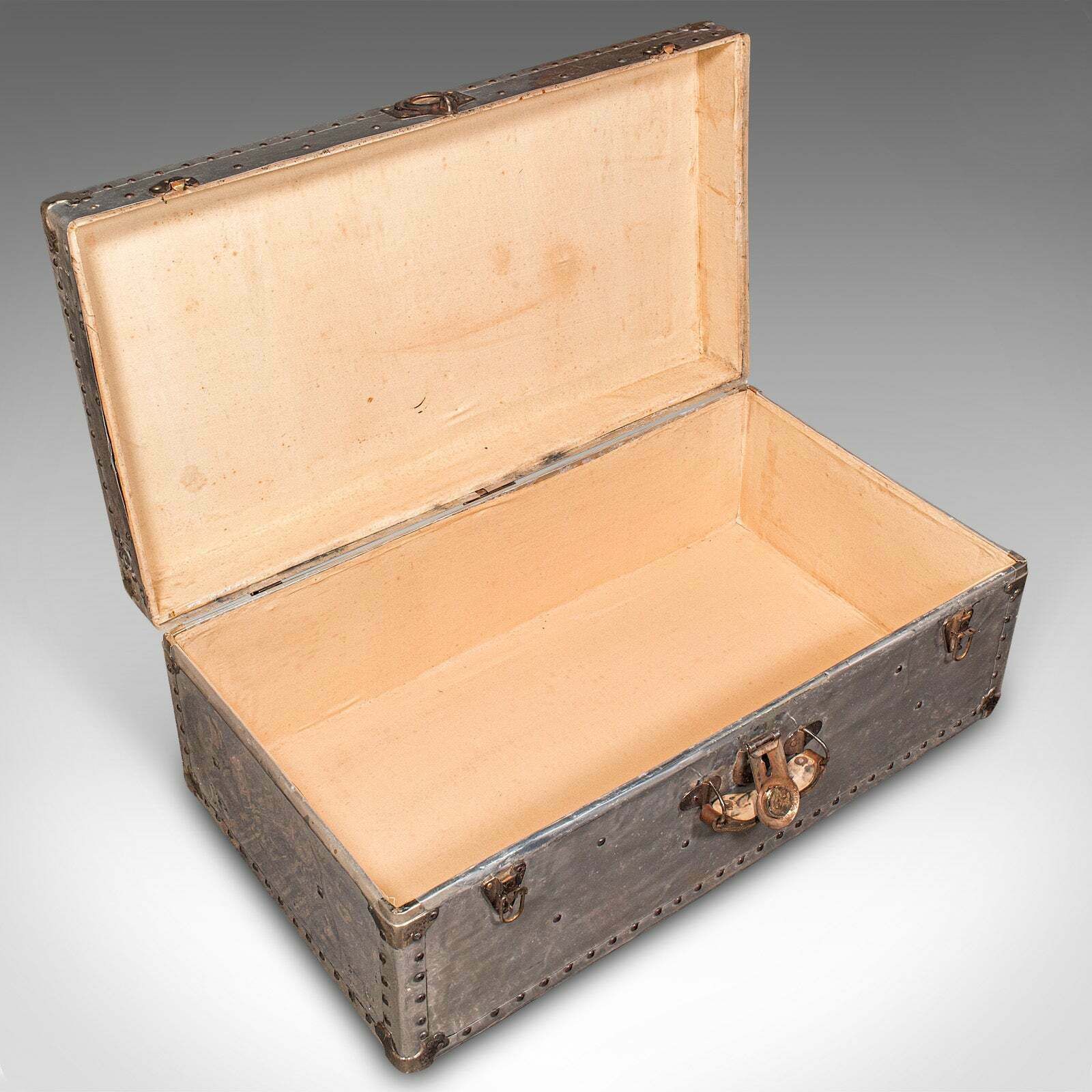 Large Antique Shipping Chest, Continental, Aluminium, Trunk, Edwardian, C.1910 photo vintage