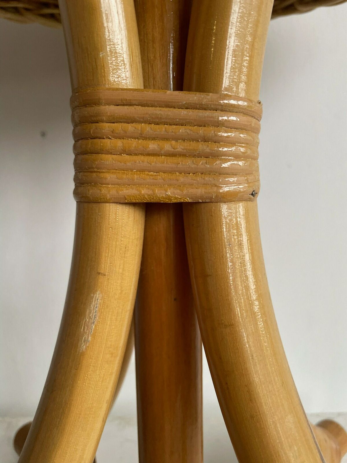 Wonderful Boho 1970s Bamboo And Wicker Table Lamp With Large Shade photo buy