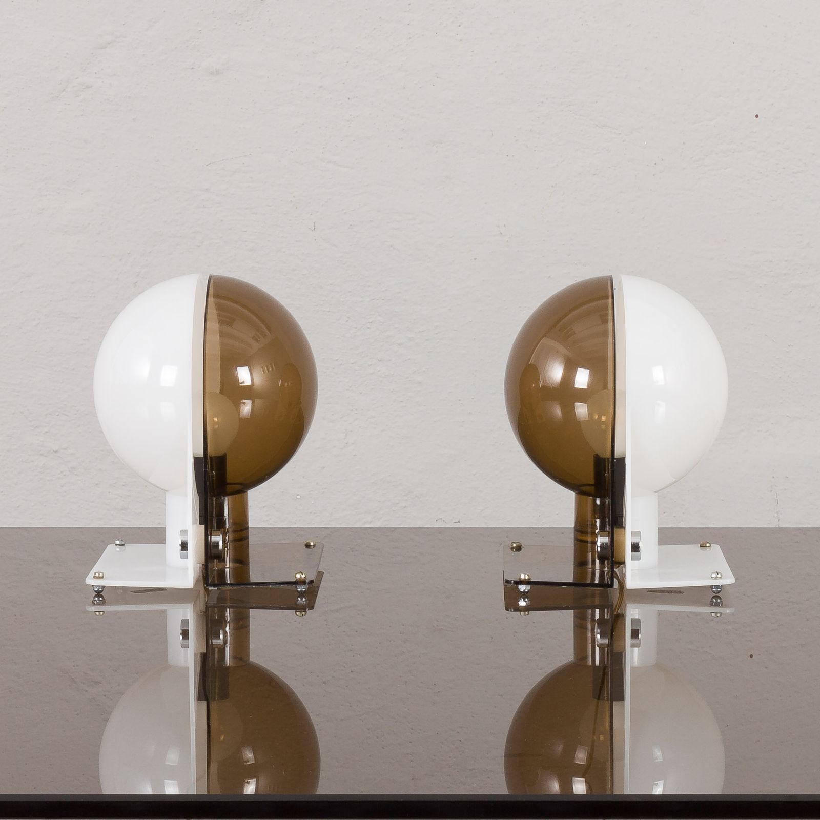 Pair Of Sirio Table Lamps By Sergio Brazzoli & Ermanno Lampa For Guzzini, Italy, 1970s photo for sale