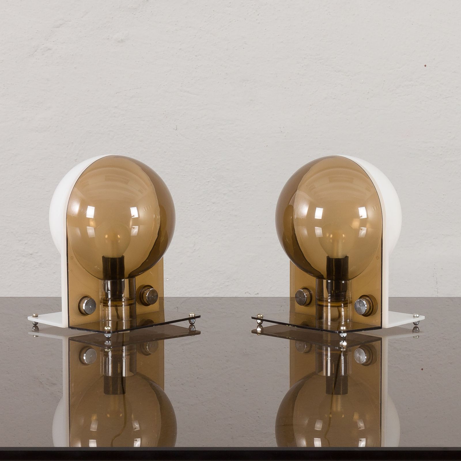 Pair Of Sirio Table Lamps By Sergio Brazzoli & Ermanno Lampa For Guzzini, Italy, 1970s photo Lighting