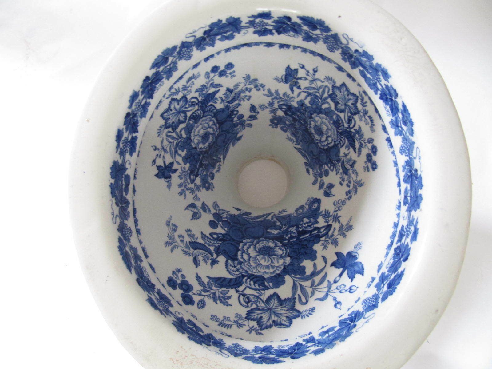 Early 19th Century Blue Ornate Decorated Toilet Bowl photo for sale