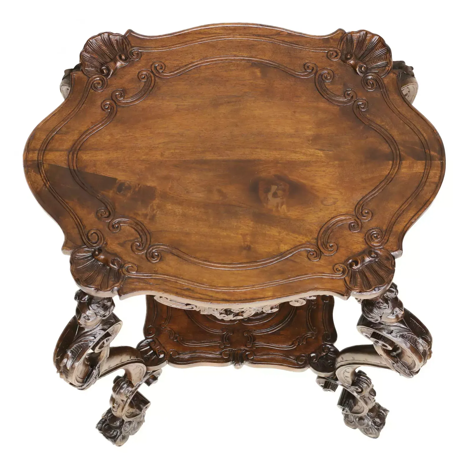 Carved Wooden Table In Neo Rococo Style From The Turn Of The 19th Century. photo for sale