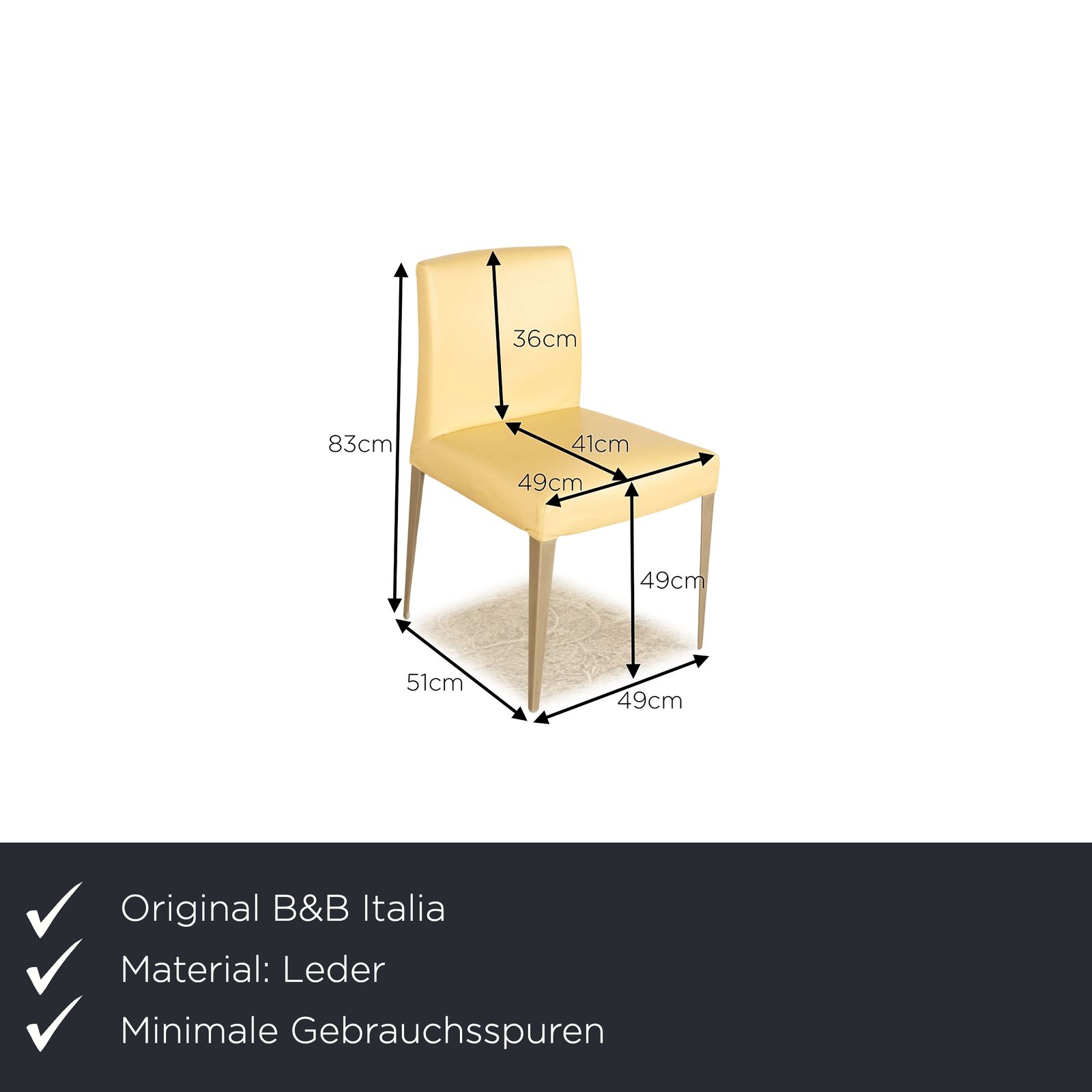 Lot de 4 chaises B&B Italia en cuir crème, salle à manger photo furniture