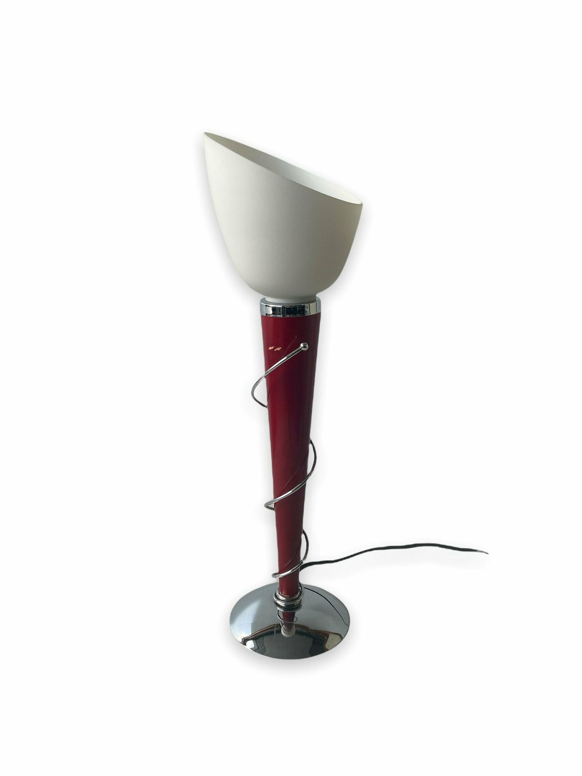 Postmodern Table Lamp, White Glass Shade, Torch Shaped Design, Hema Amsterdam Light, Elegant Art Deco Style photo for sale