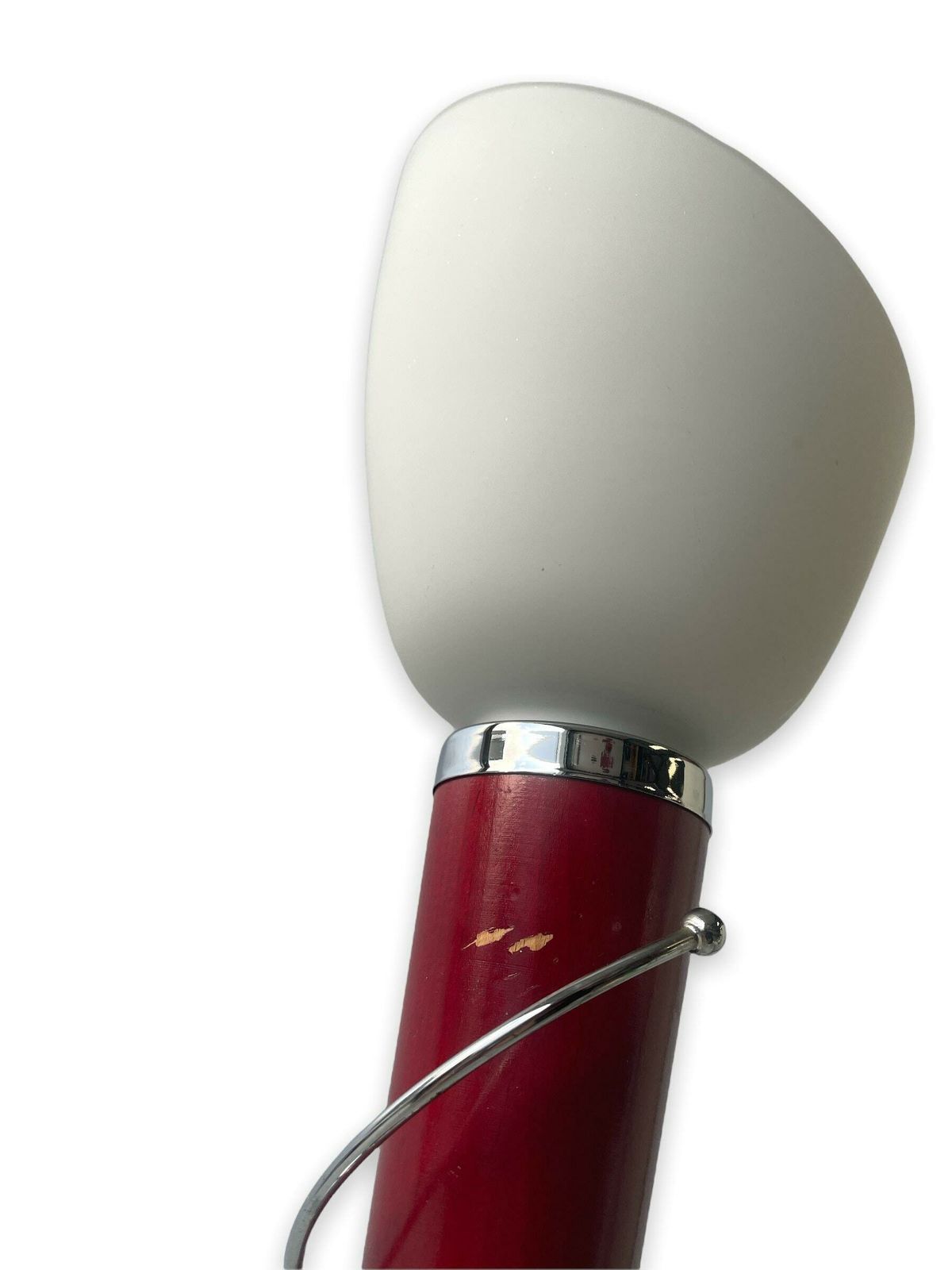 Postmodern Table Lamp, White Glass Shade, Torch Shaped Design, Hema Amsterdam Light, Elegant Art Deco Style photo Lighting