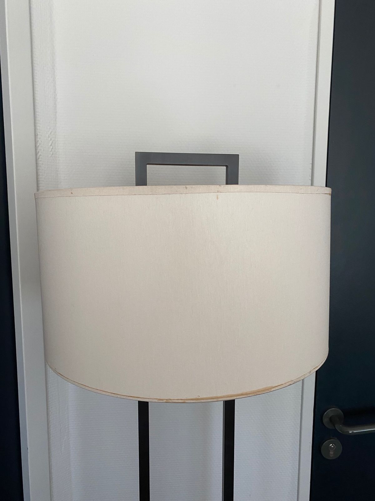 Contemporary Floor Lamp In Black Metal And White Shade photo for sale