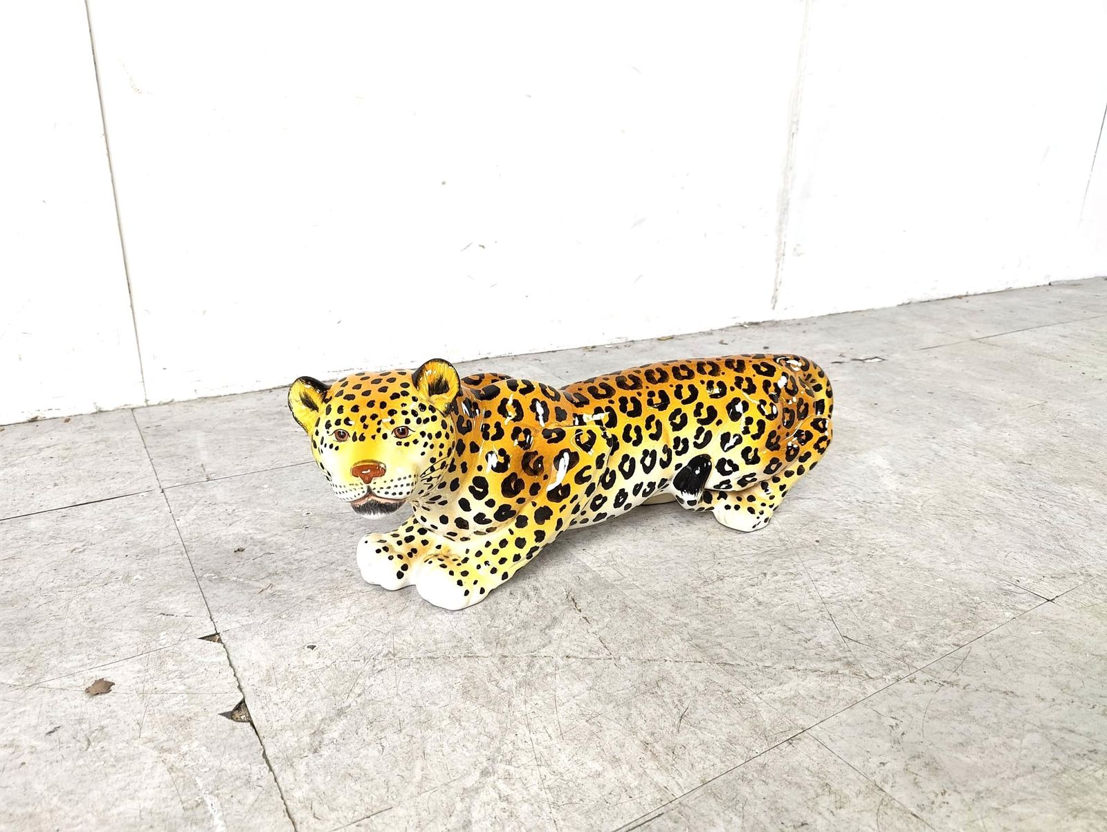 Ceramic Hand Painted Leopard, 1960's Italy photo 295.0