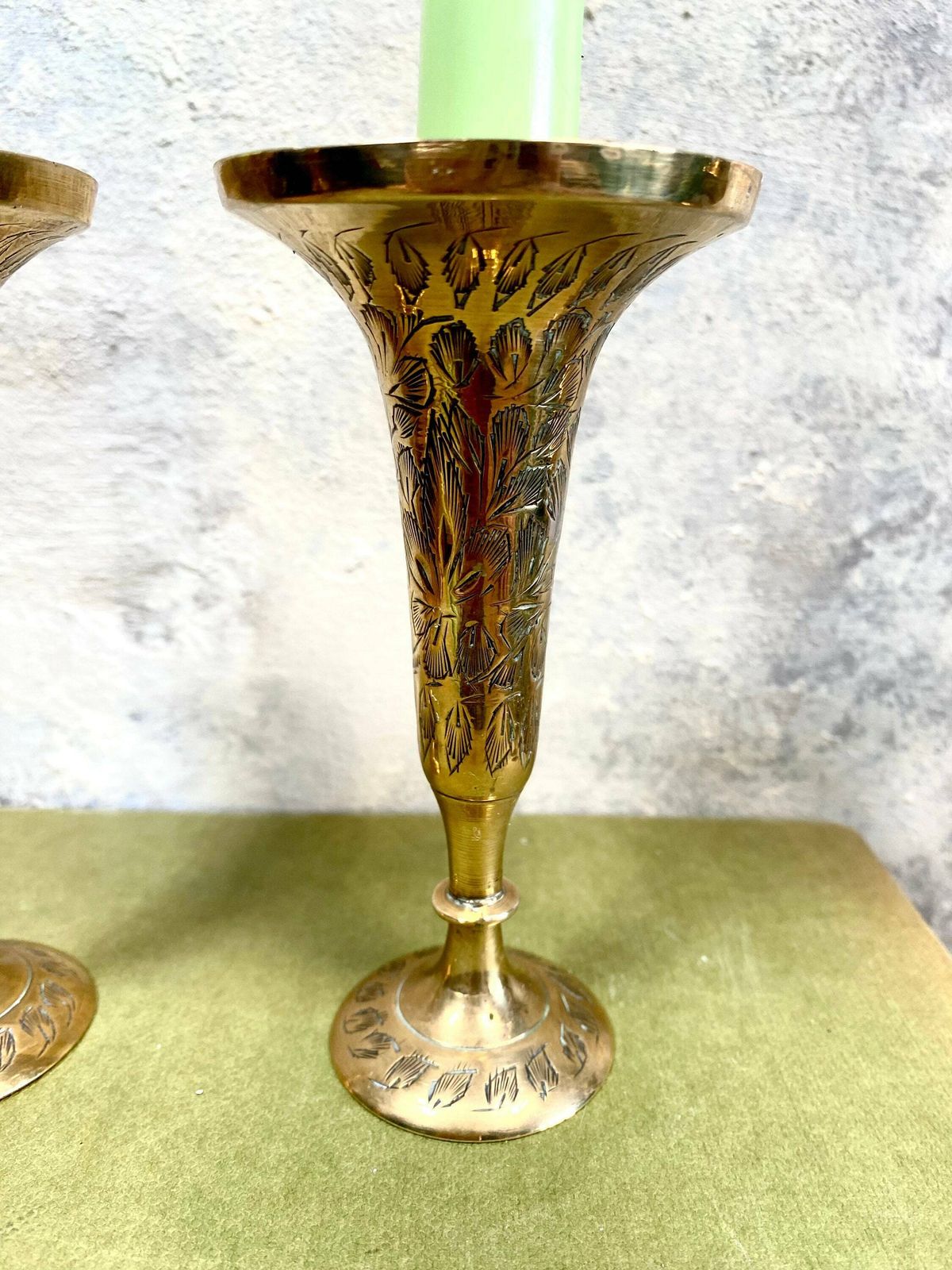Pair Of Vintage Brass Candleholder, Vase . Tableware. Wedding Gift. Made In India photo 65.0