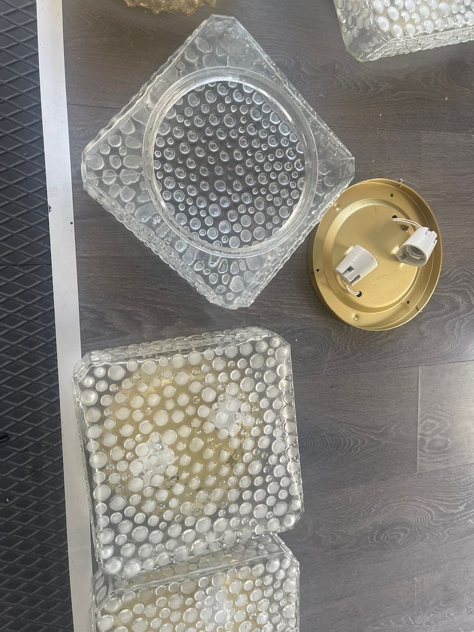 photo for sale Mid Century Bubble Hustadt Crystal Glass Sconces Set Of 2