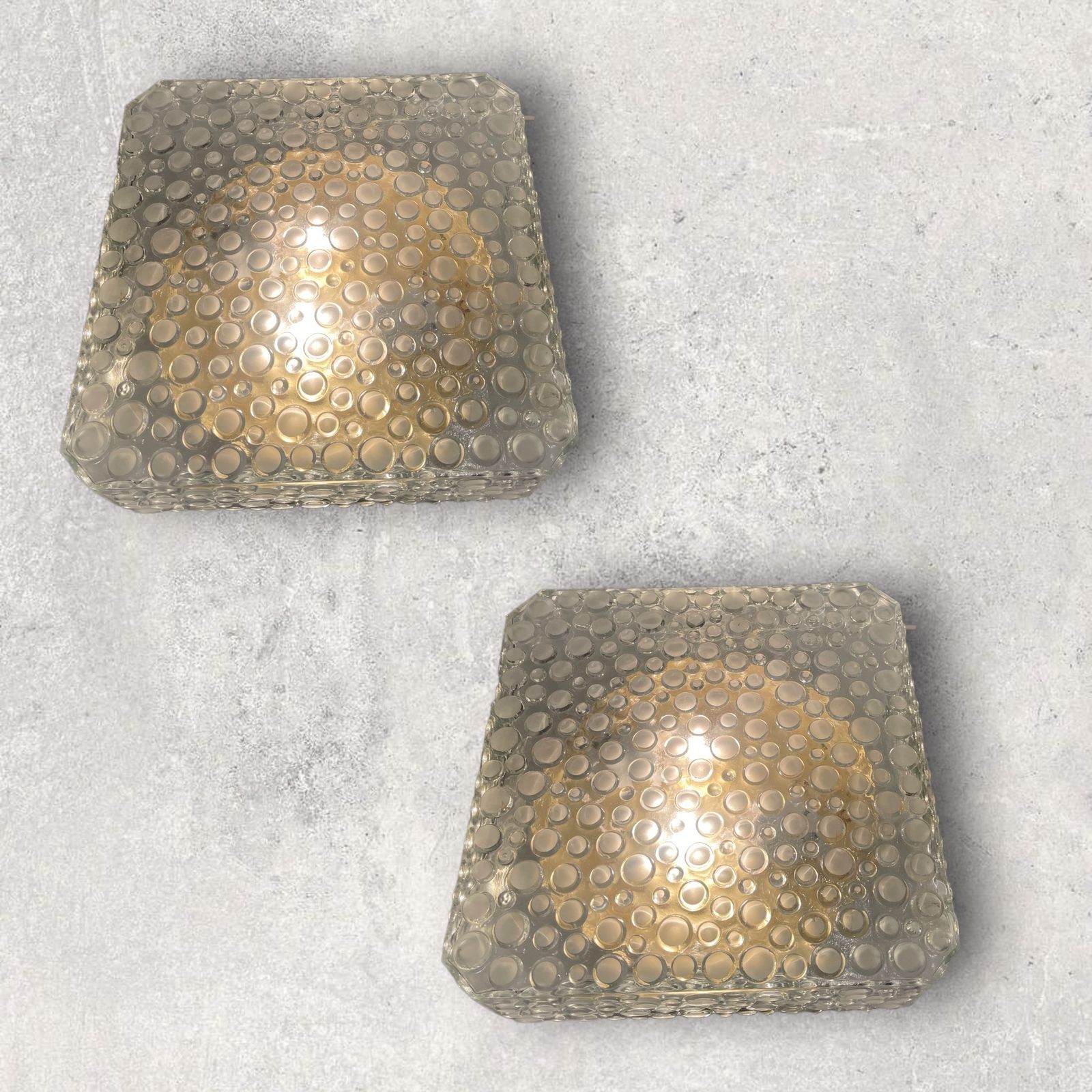 Mid Century Bubble Hustadt Crystal Glass Sconces Set Of 2